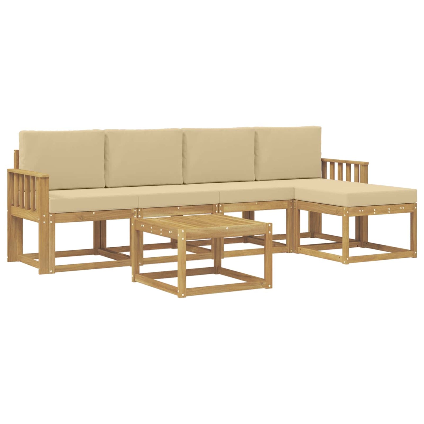 Buiten bankenset met kussen 6 pcs Wit en Beige is nu te koop bij PeponiXL, paradijselijk wonen!