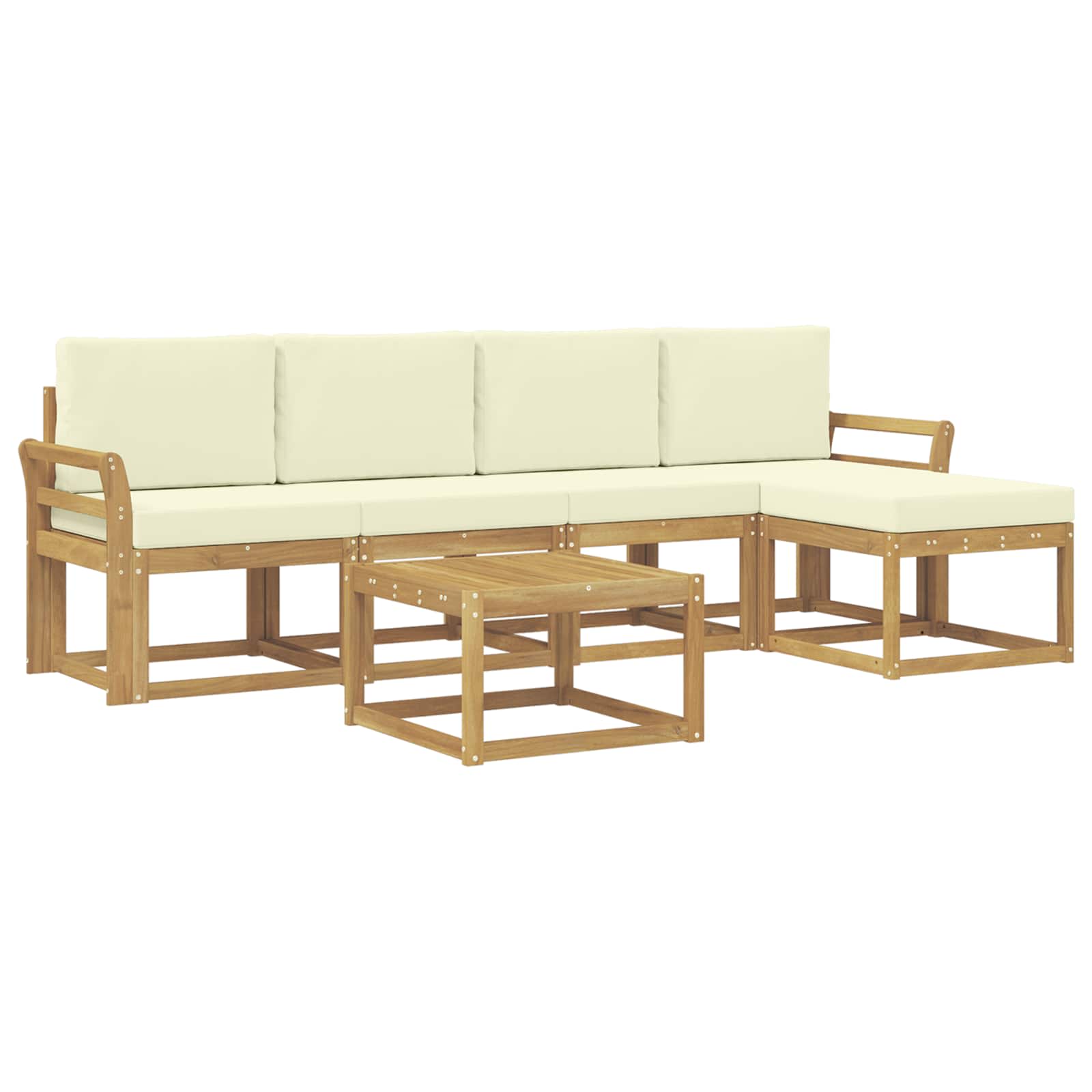 Buiten bankenset met kussen 6 pcs Wit en crèmekleurig is nu te koop bij PeponiXL, paradijselijk wonen!