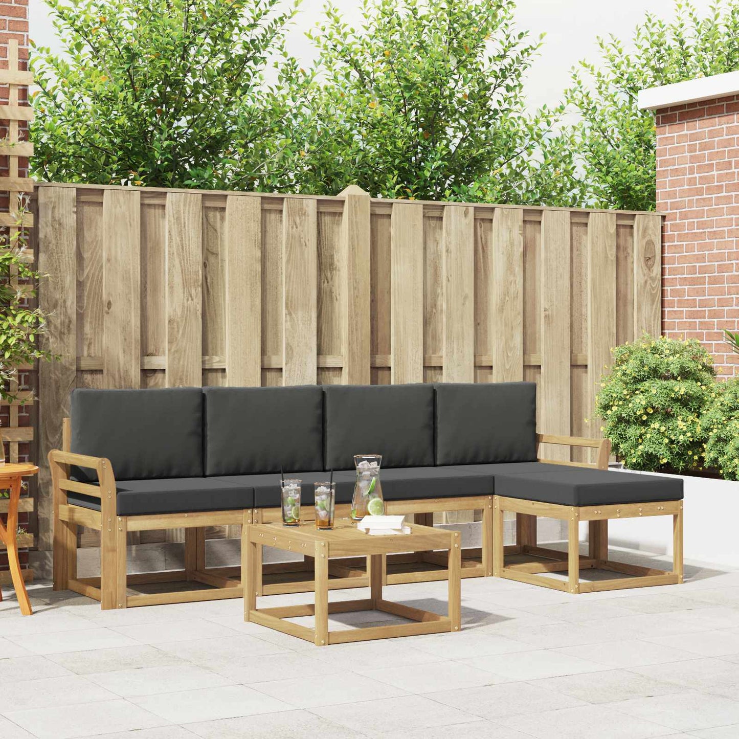 Buiten bankenset met kussen 6 pcs Wit en antracietkleurig is nu te koop bij PeponiXL, paradijselijk wonen!