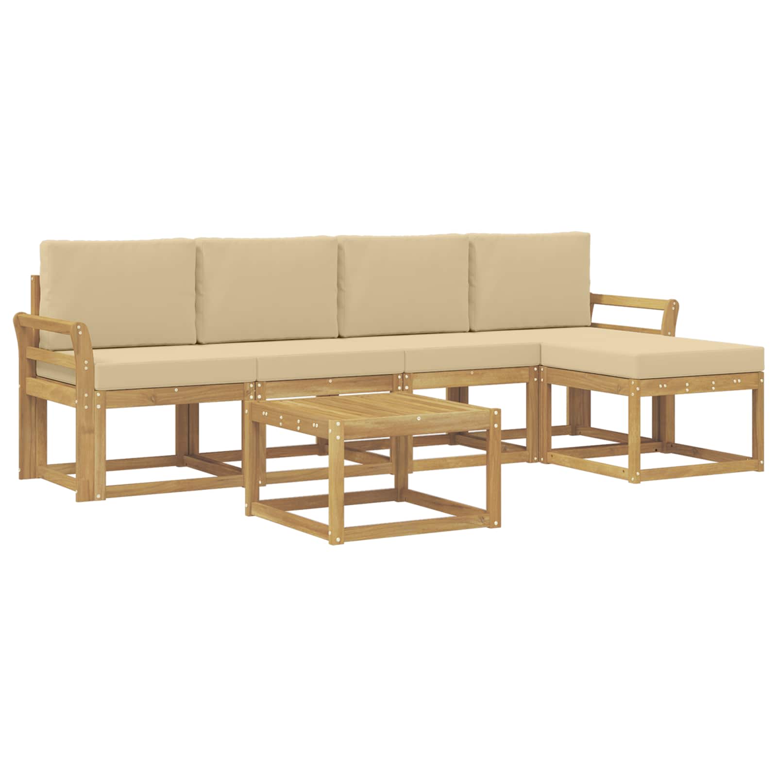 Buiten bankenset met kussen 6 pcs Wit en Beige is nu te koop bij PeponiXL, paradijselijk wonen!