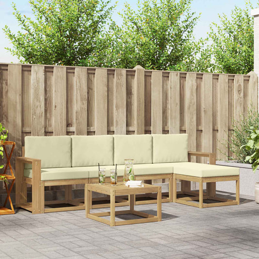 Buiten bankenset met kussen 6 pcs Wit en crèmekleurig is nu te koop bij PeponiXL, paradijselijk wonen!