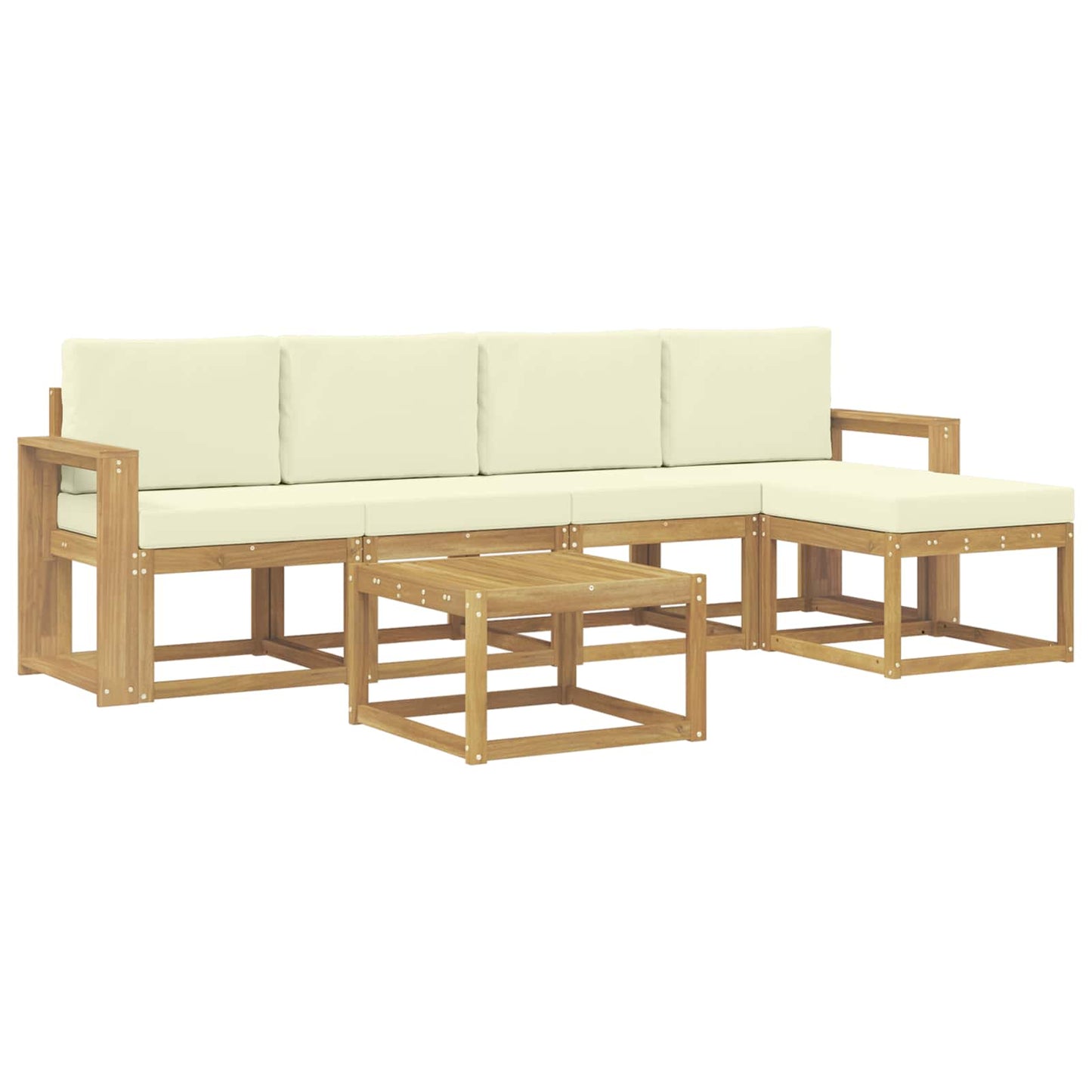 Buiten bankenset met kussen 6 pcs Wit en crèmekleurig is nu te koop bij PeponiXL, paradijselijk wonen!