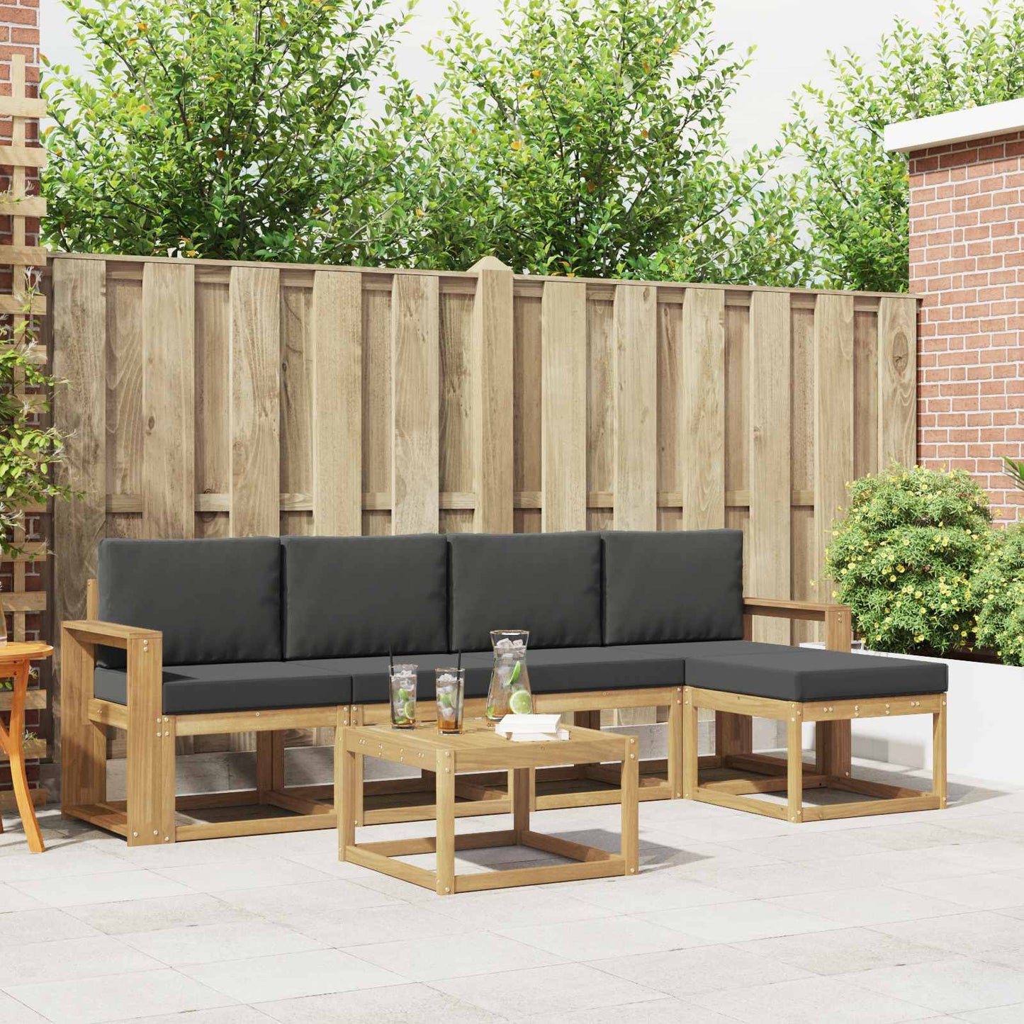 Buiten bankenset met kussen 6 pcs Wit en antracietkleurig is nu te koop bij PeponiXL, paradijselijk wonen!
