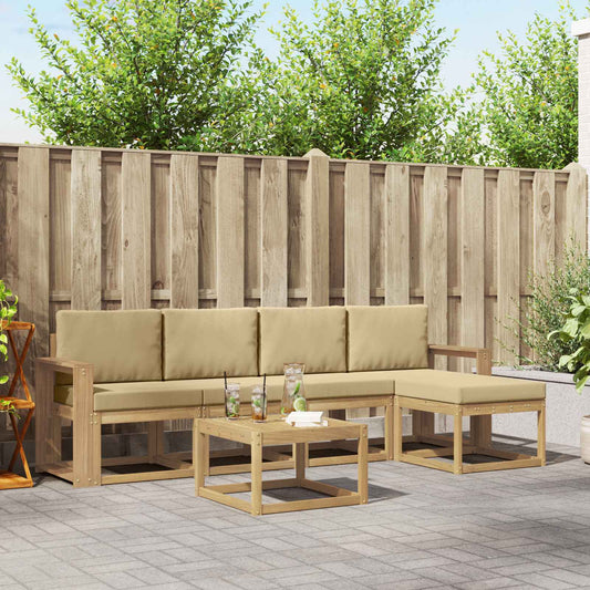 Buiten bankenset met kussen 6 pcs Wit en Beige is nu te koop bij PeponiXL, paradijselijk wonen!