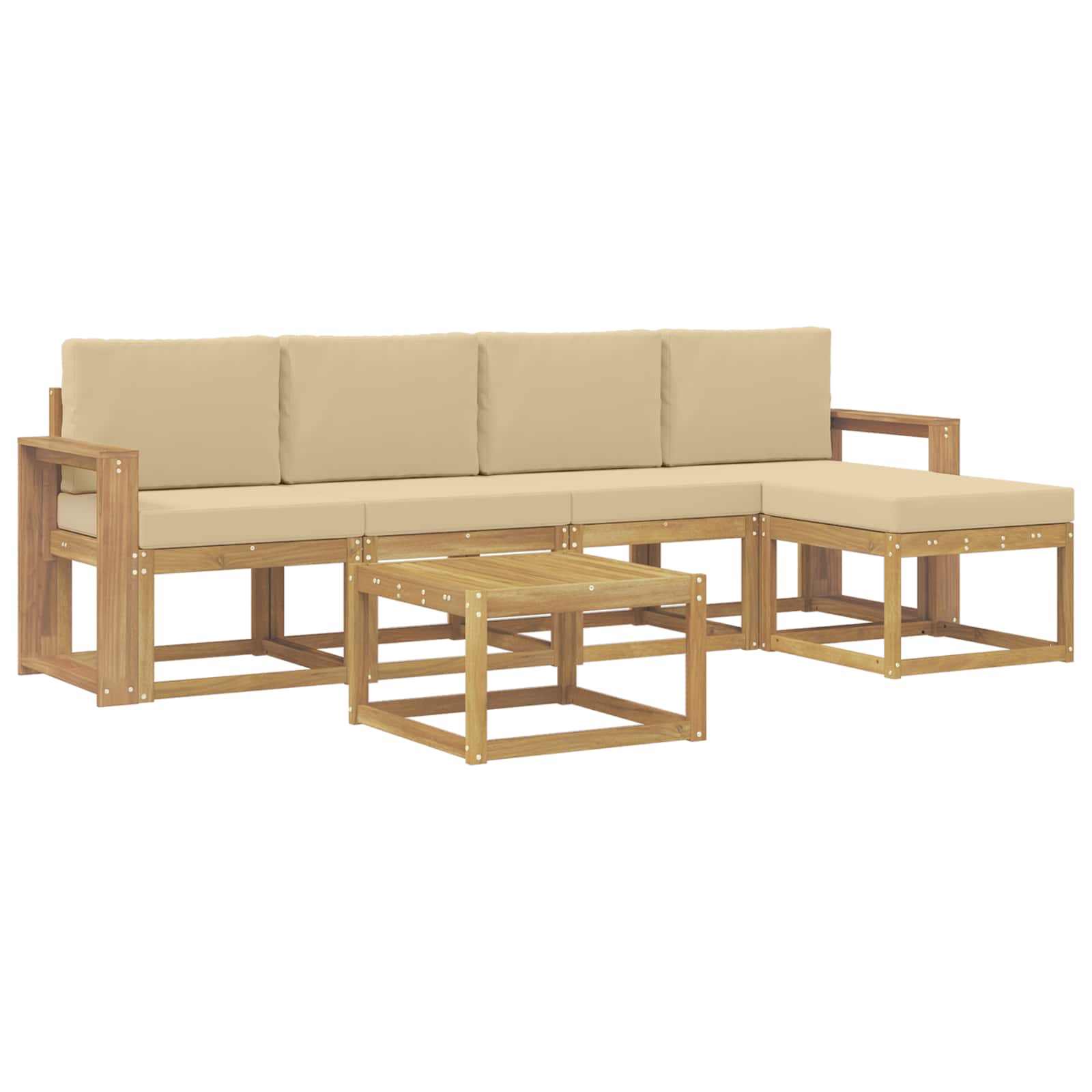 Buiten bankenset met kussen 6 pcs Wit en Beige is nu te koop bij PeponiXL, paradijselijk wonen!