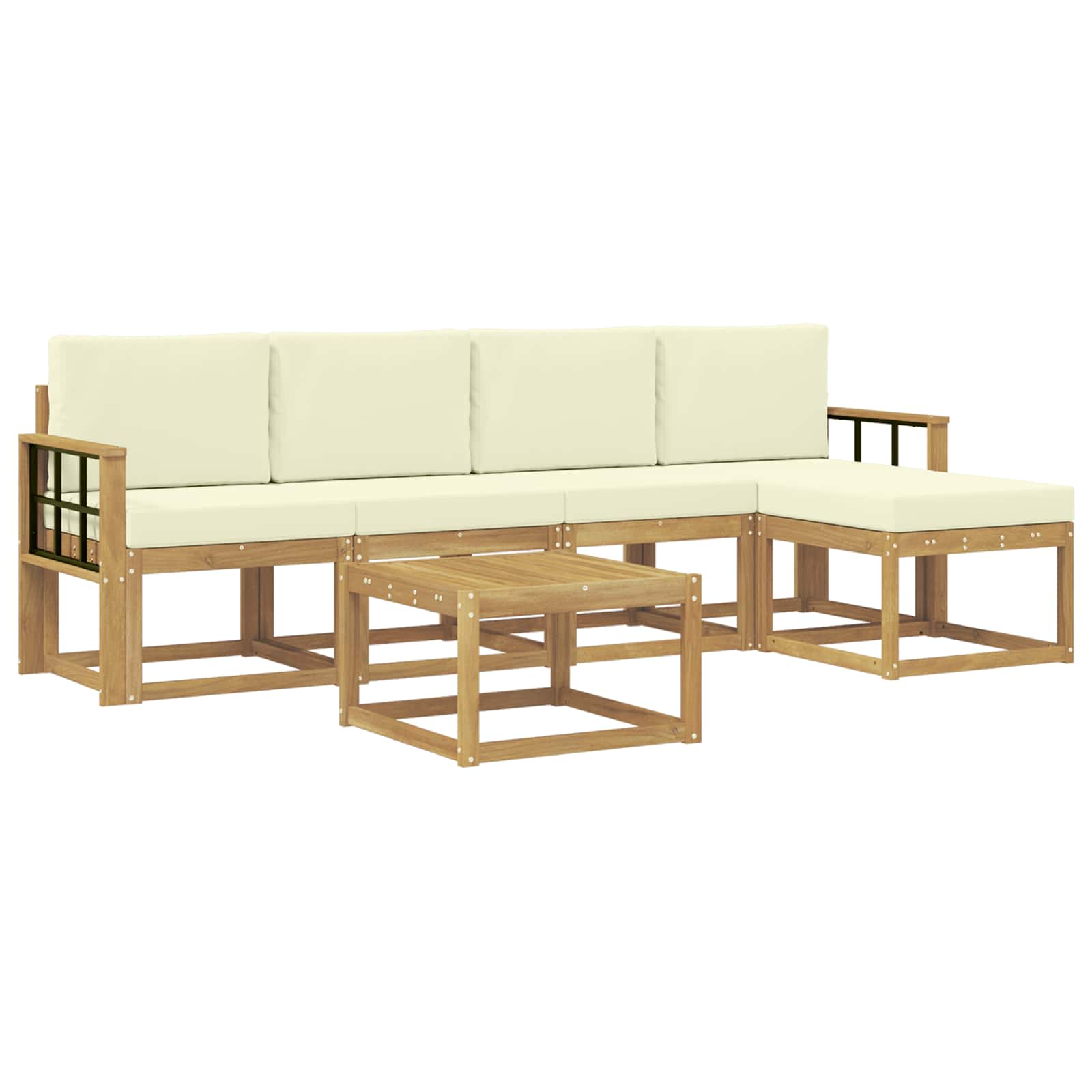Buiten bankenset met kussen 6 pcs Wit en crèmekleurig is nu te koop bij PeponiXL, paradijselijk wonen!
