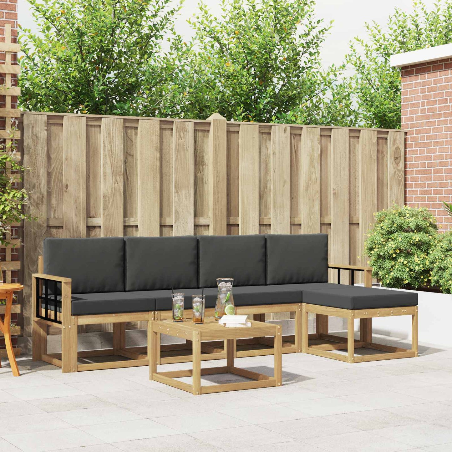 Buiten bankenset met kussen 6 pcs Wit en antracietkleurig is nu te koop bij PeponiXL, paradijselijk wonen!