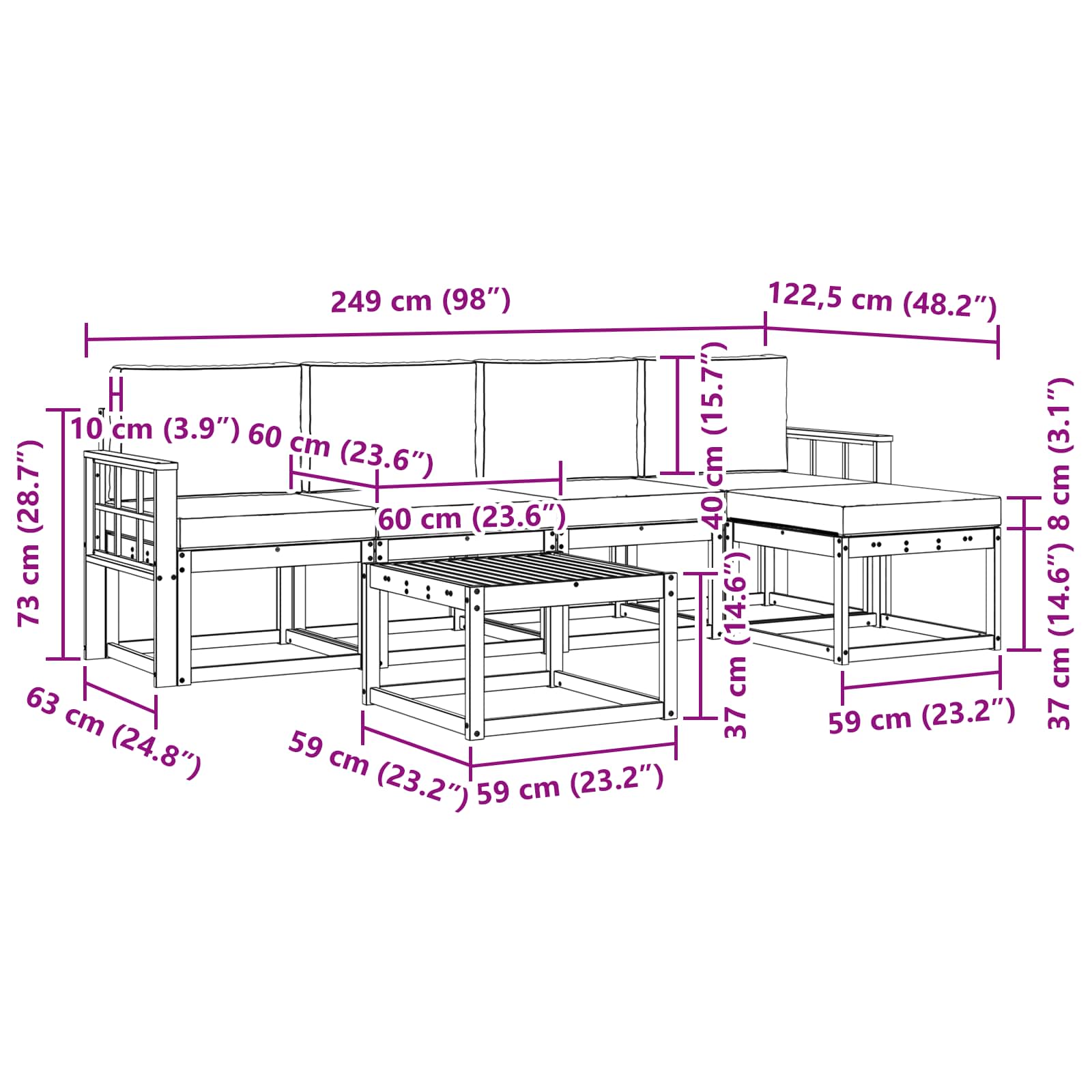 Buiten bankenset met kussen 6 pcs Wit en antracietkleurig is nu te koop bij PeponiXL, paradijselijk wonen!