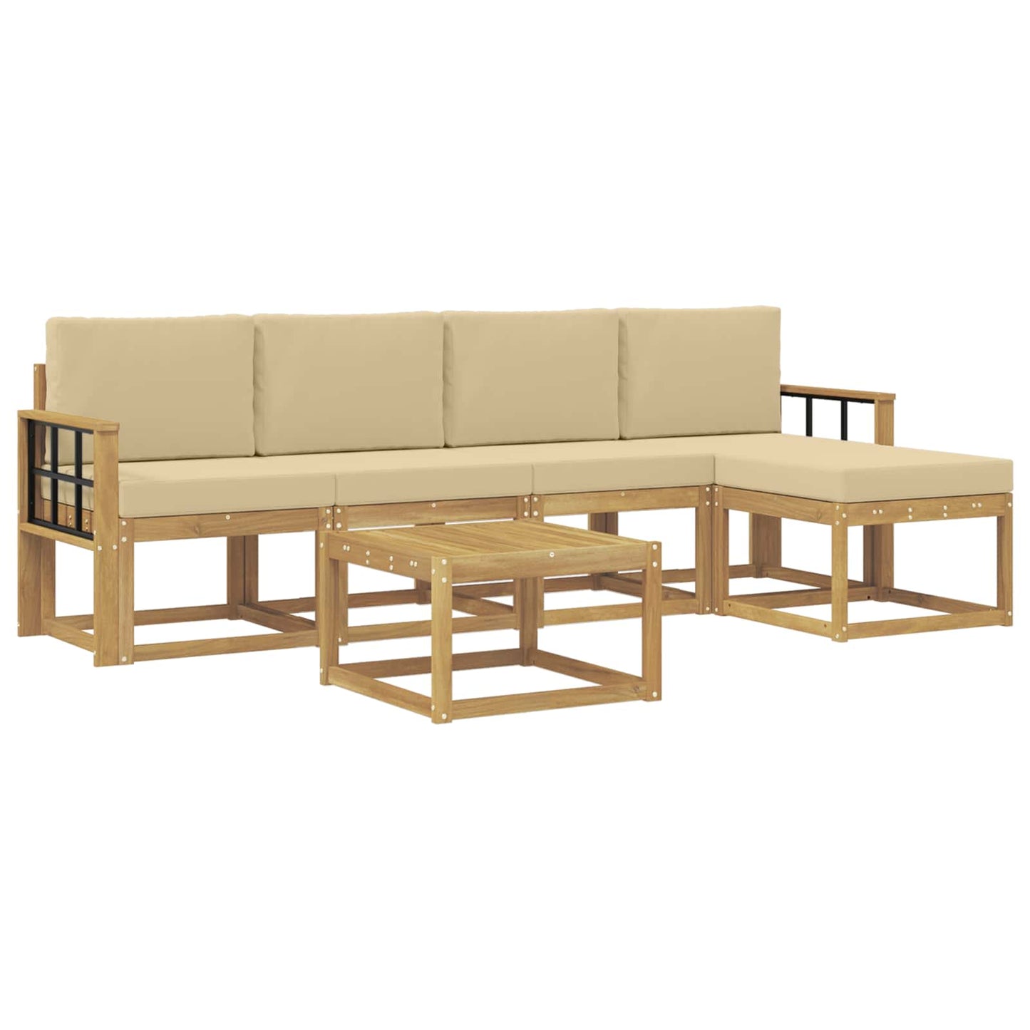 Buiten bankenset met kussen 6 pcs Wit en Beige is nu te koop bij PeponiXL, paradijselijk wonen!