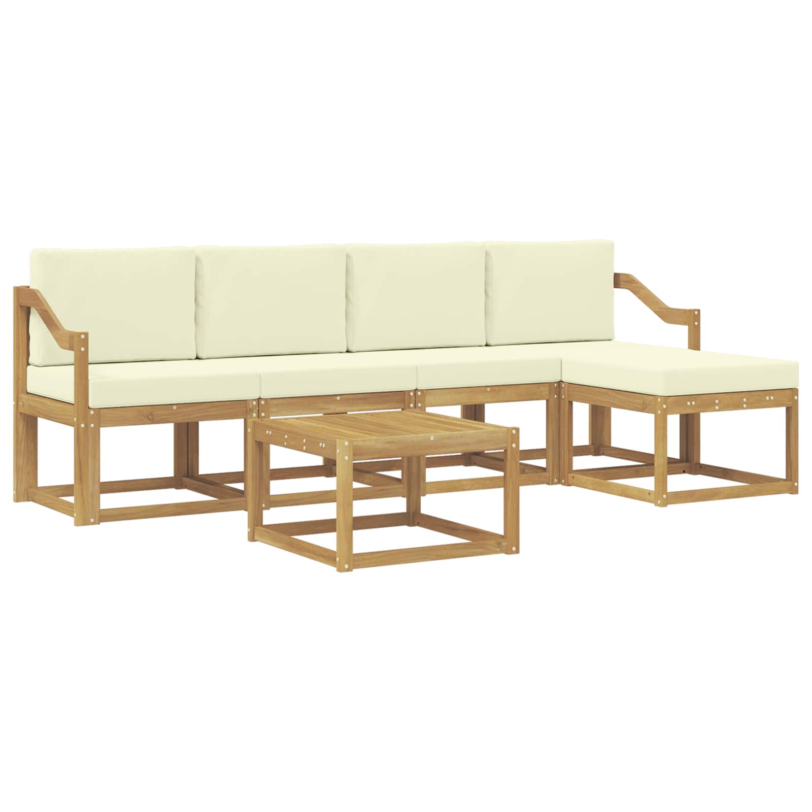 Buiten bankenset met kussen 6 pcs Wit en crèmekleurig is nu te koop bij PeponiXL, paradijselijk wonen!