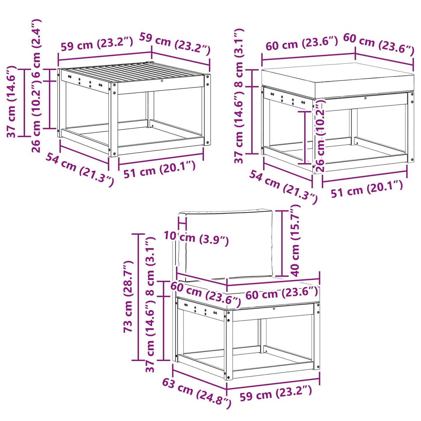 Buiten bankenset met kussen 6 pcs Wit en crèmekleurig is nu te koop bij PeponiXL, paradijselijk wonen!