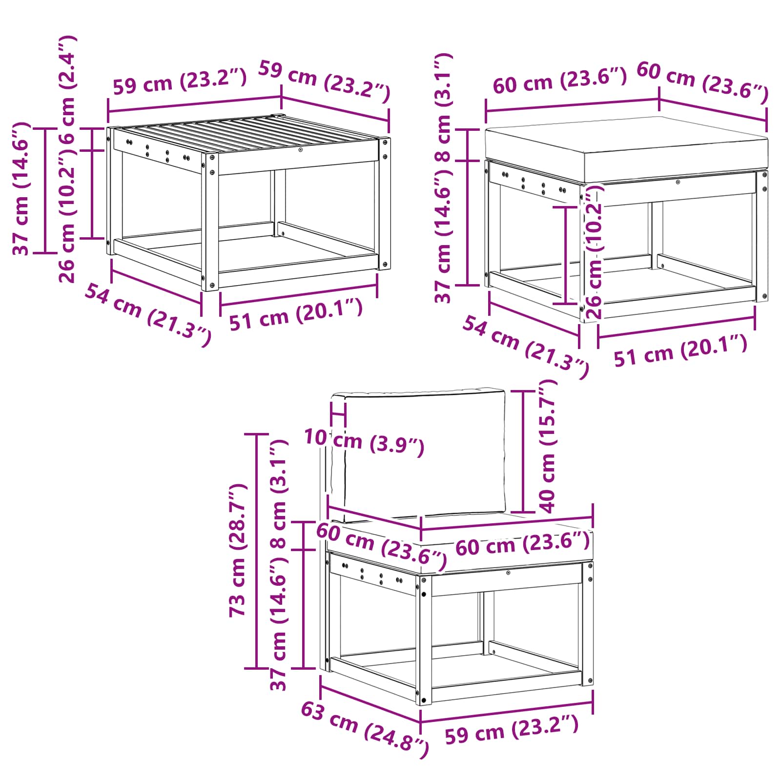 Buiten bankenset met kussen 6 pcs Wit en antracietkleurig is nu te koop bij PeponiXL, paradijselijk wonen!