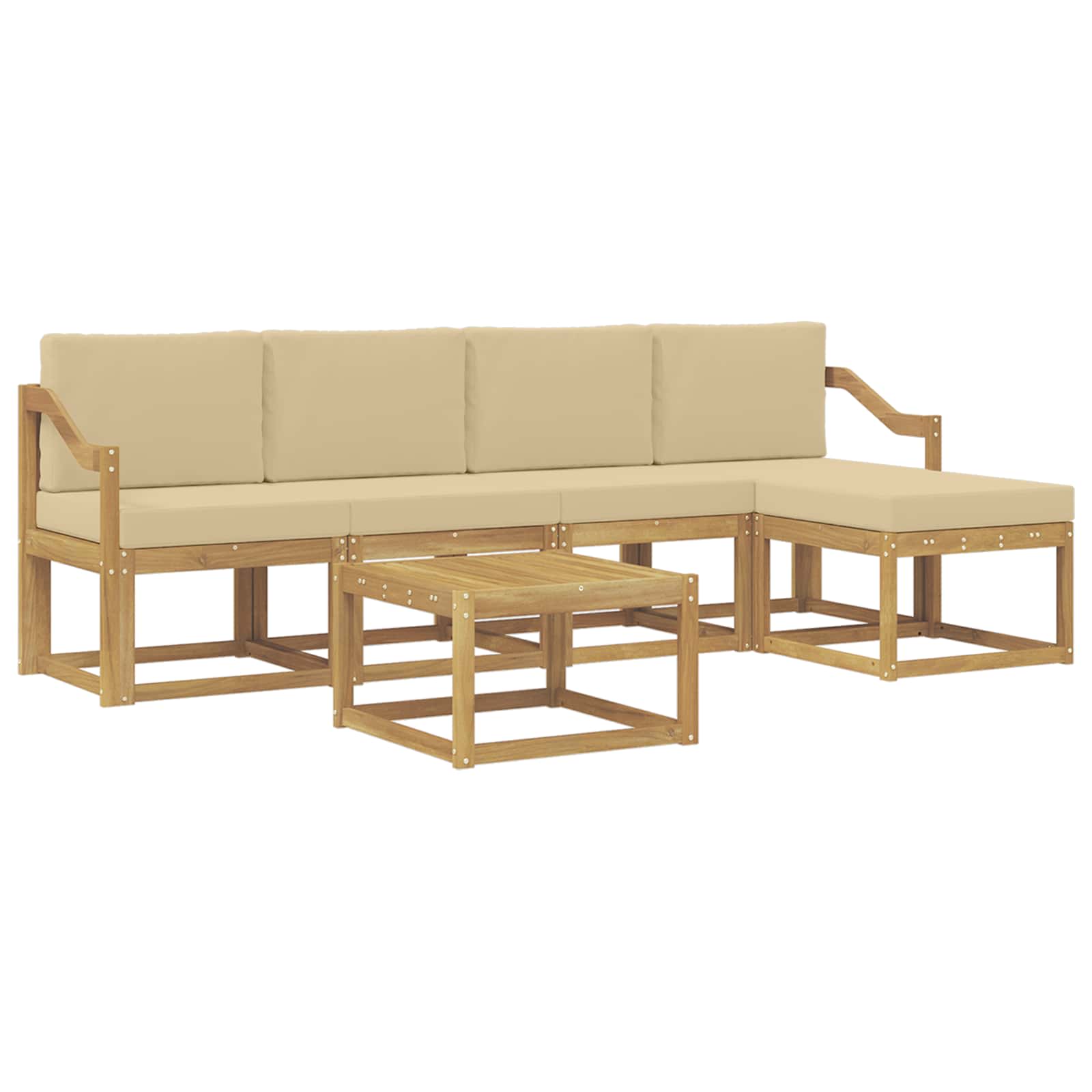 Buiten bankenset met kussen 6 pcs Wit en Beige is nu te koop bij PeponiXL, paradijselijk wonen!