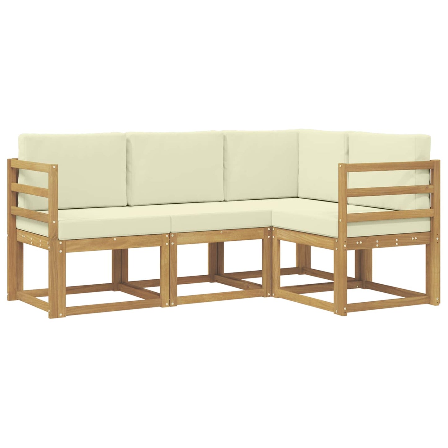 Buiten bankenset met kussen 4 pcs Wit en crèmekleurig is nu te koop bij PeponiXL, paradijselijk wonen!
