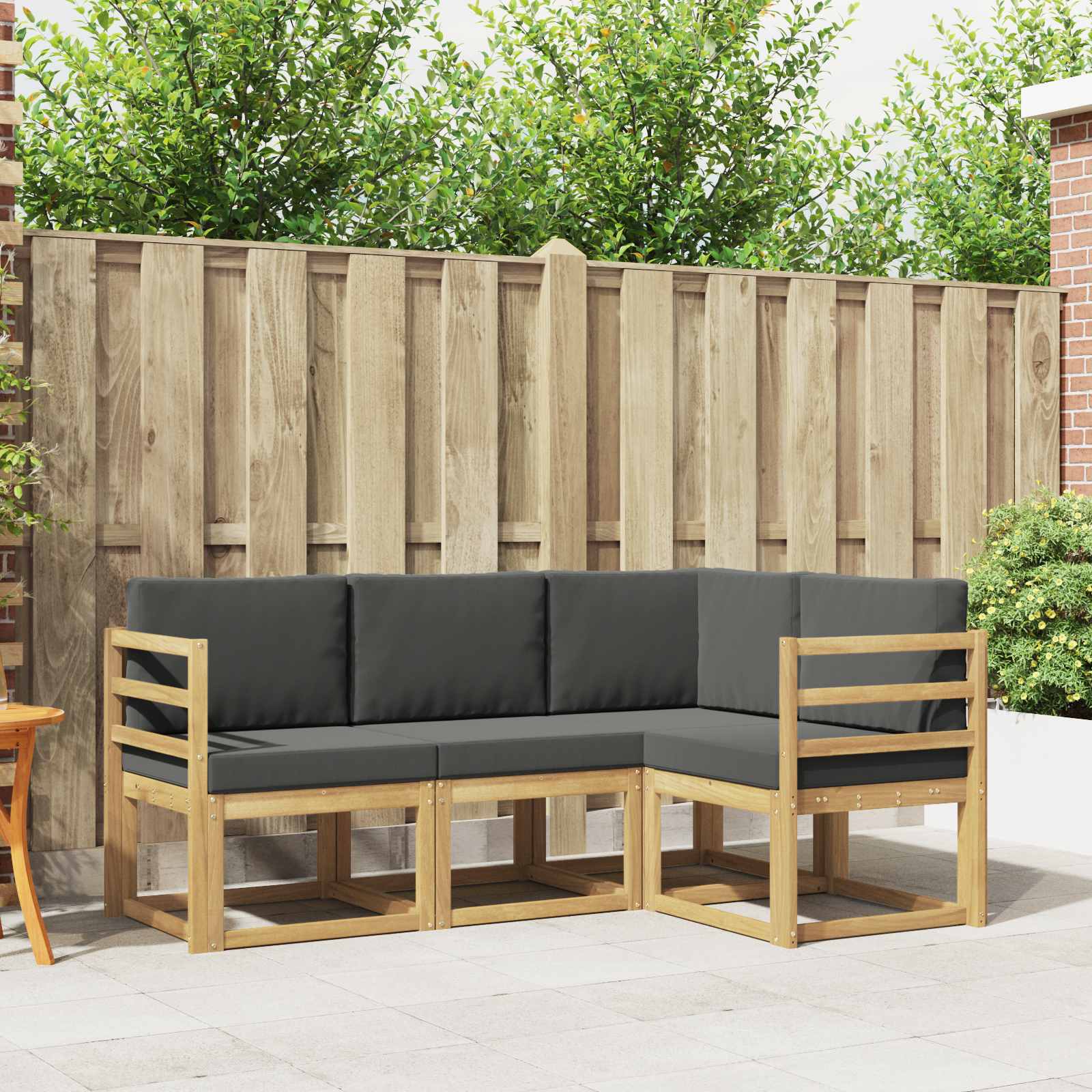 Buiten bankenset met kussen 4 pcs Wit en antracietkleurig is nu te koop bij PeponiXL, paradijselijk wonen!