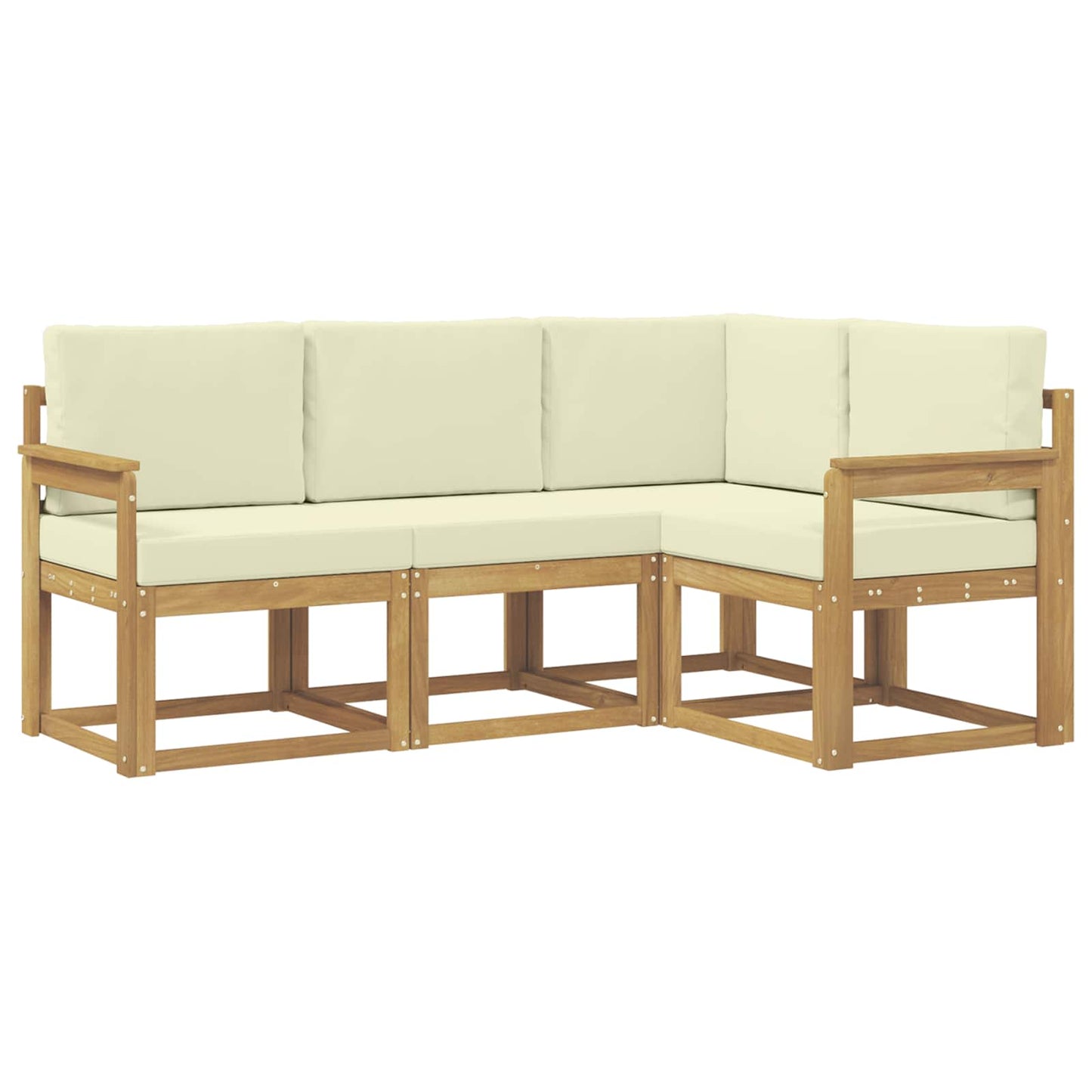 Buiten bankenset met kussen 4 pcs Wit en crèmekleurig is nu te koop bij PeponiXL, paradijselijk wonen!