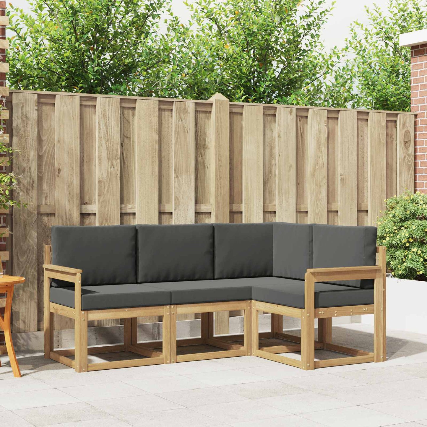 Buiten bankenset met kussen 4 pcs Wit en antracietkleurig is nu te koop bij PeponiXL, paradijselijk wonen!