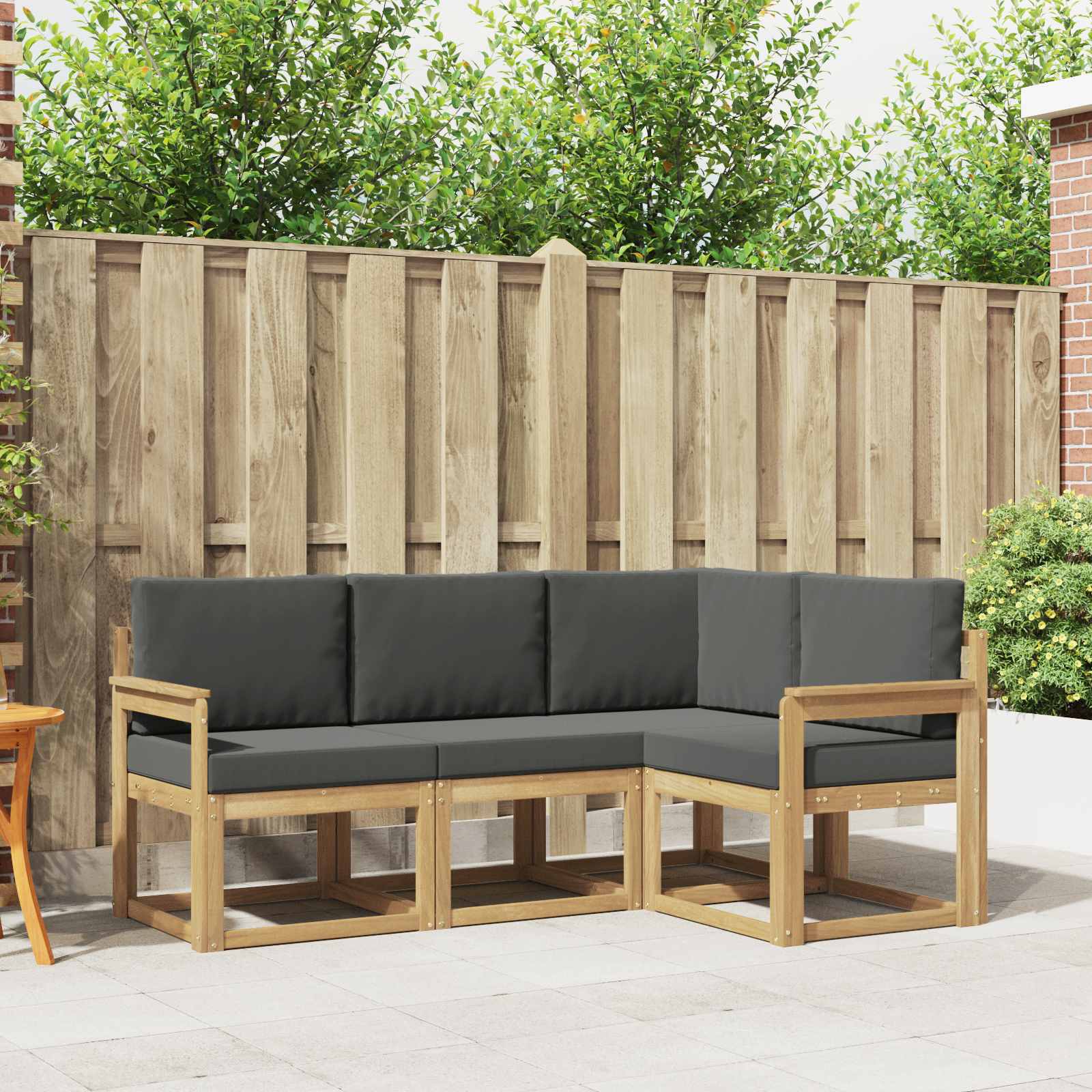 Buiten bankenset met kussen 4 pcs Wit en antracietkleurig is nu te koop bij PeponiXL, paradijselijk wonen!