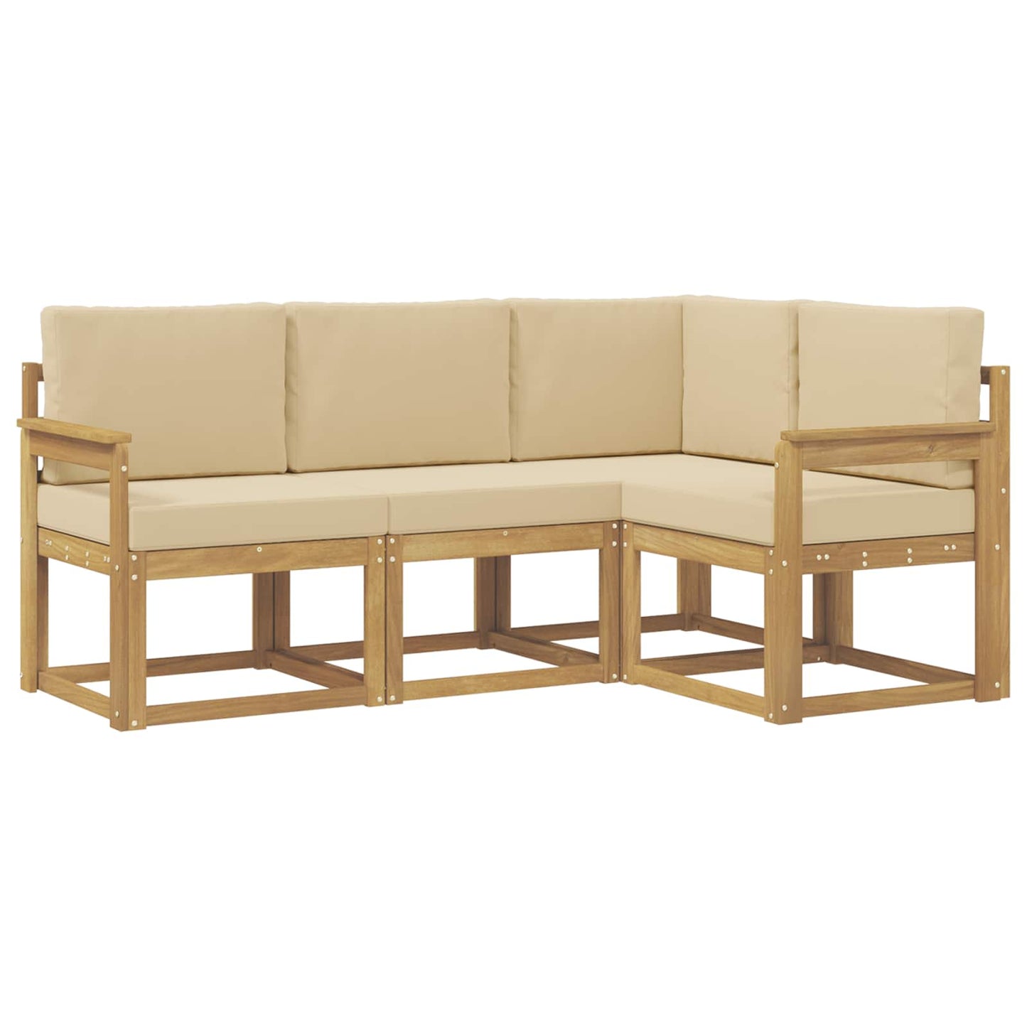 Buiten bankenset met kussen 4 pcs Wit en Beige is nu te koop bij PeponiXL, paradijselijk wonen!