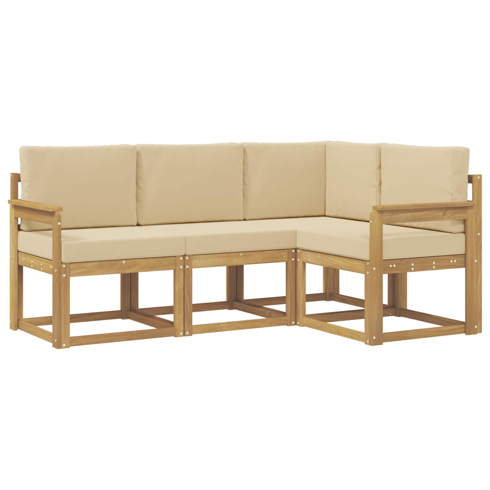 Buiten bankenset met kussen 4 pcs Wit en Beige is nu te koop bij PeponiXL, paradijselijk wonen!