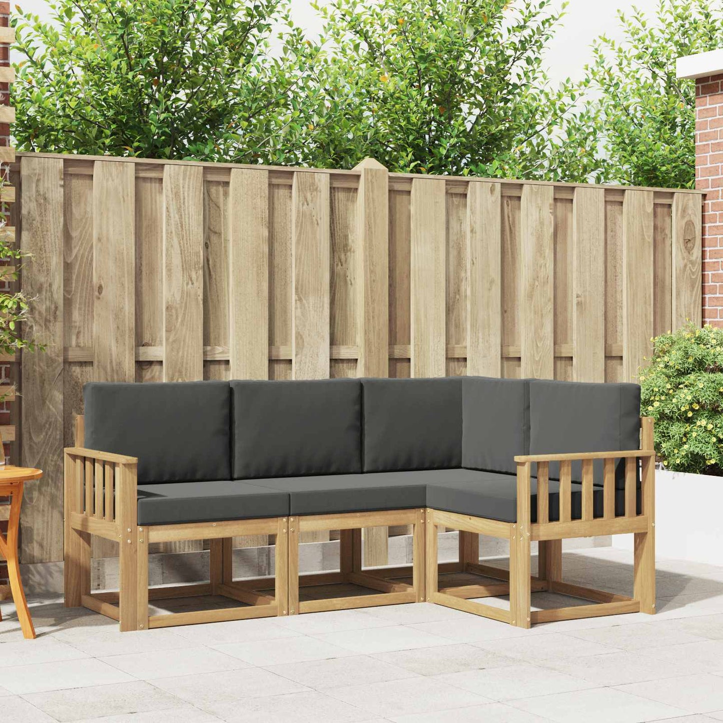 Buiten bankenset met kussen 4 pcs Wit en antracietkleurig is nu te koop bij PeponiXL, paradijselijk wonen!