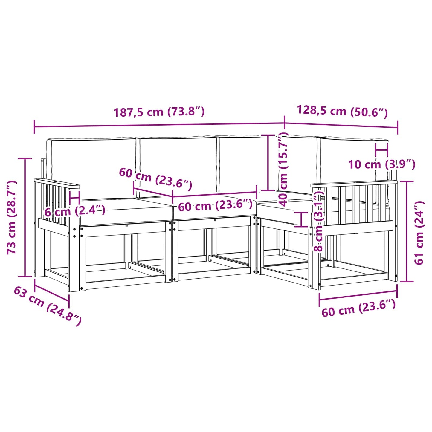 Buiten bankenset met kussen 4 pcs Wit en antracietkleurig is nu te koop bij PeponiXL, paradijselijk wonen!