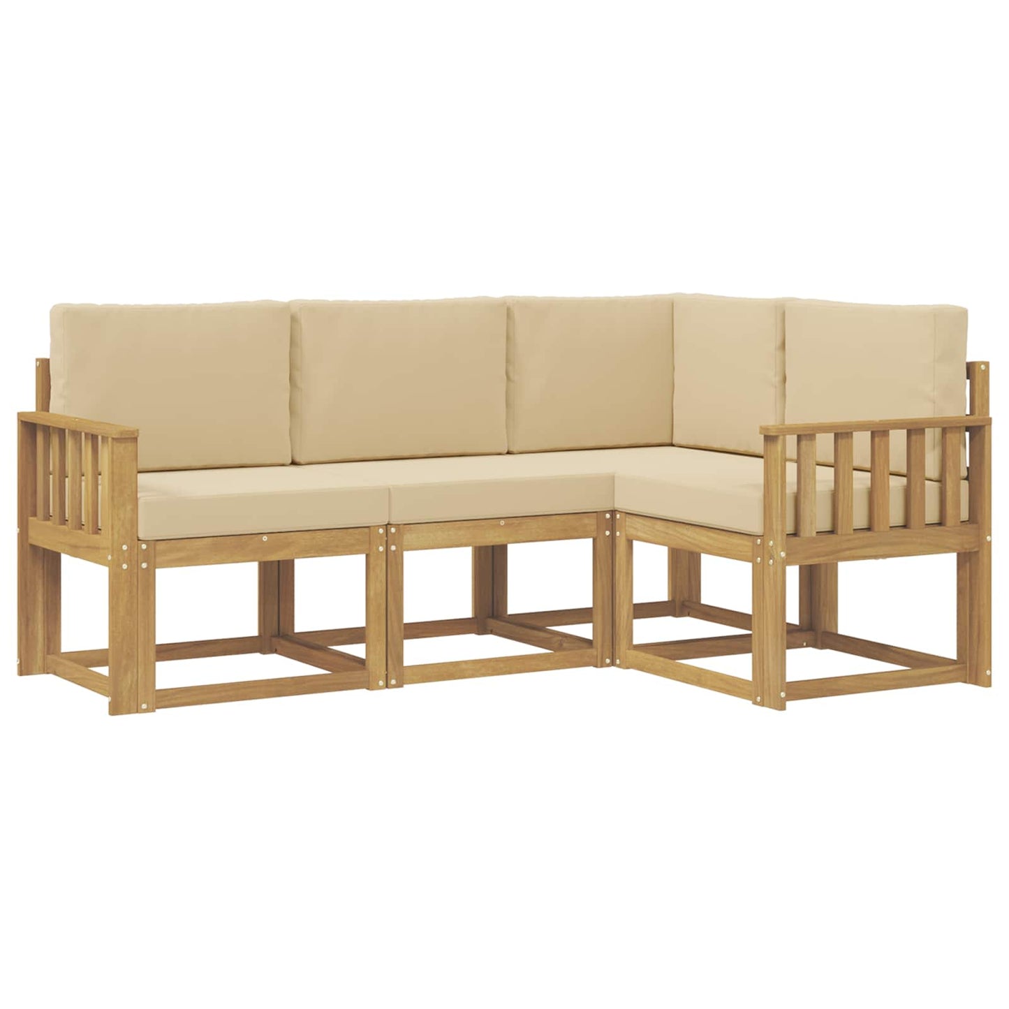 Buiten bankenset met kussen 4 pcs Wit en Beige is nu te koop bij PeponiXL, paradijselijk wonen!