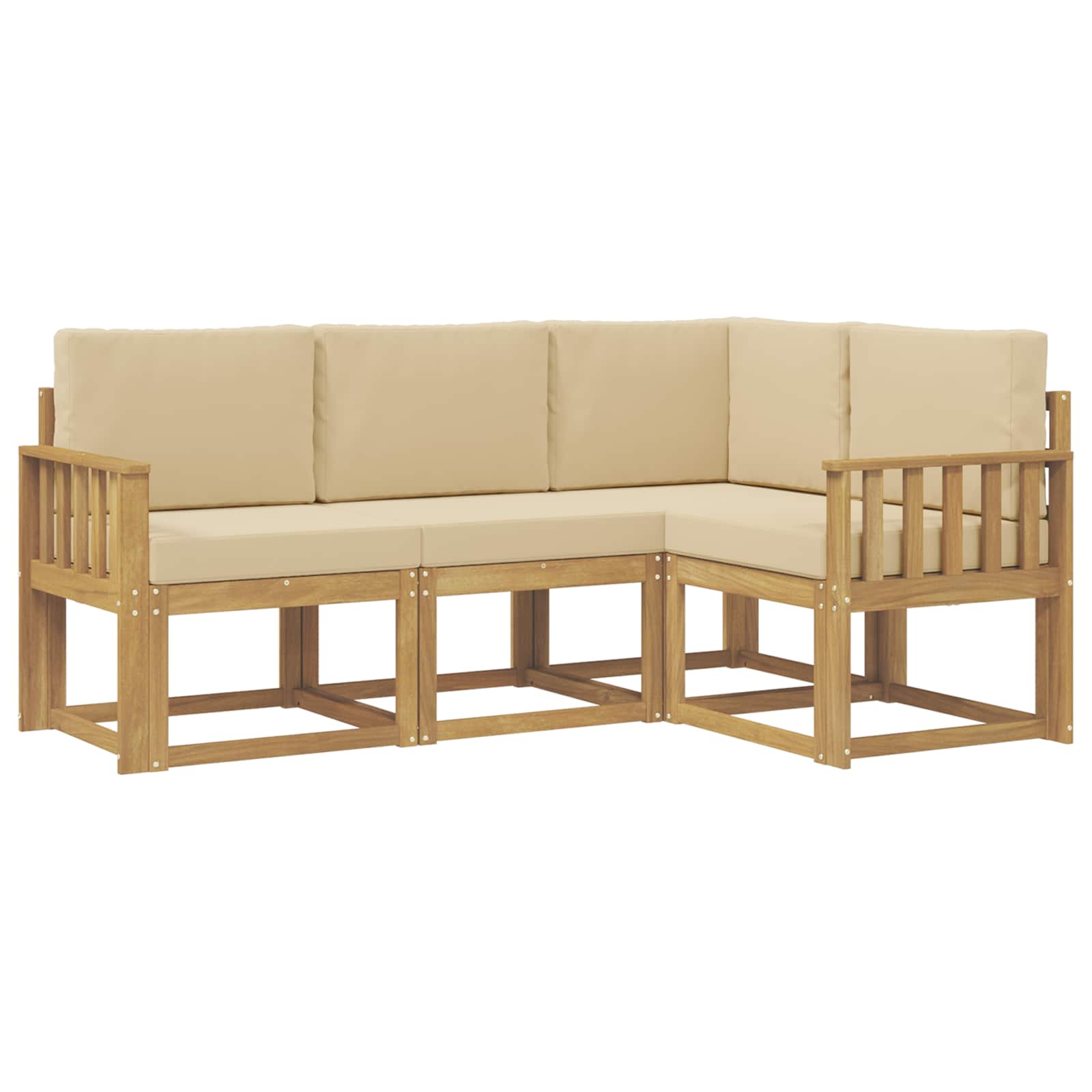 Buiten bankenset met kussen 4 pcs Wit en Beige is nu te koop bij PeponiXL, paradijselijk wonen!
