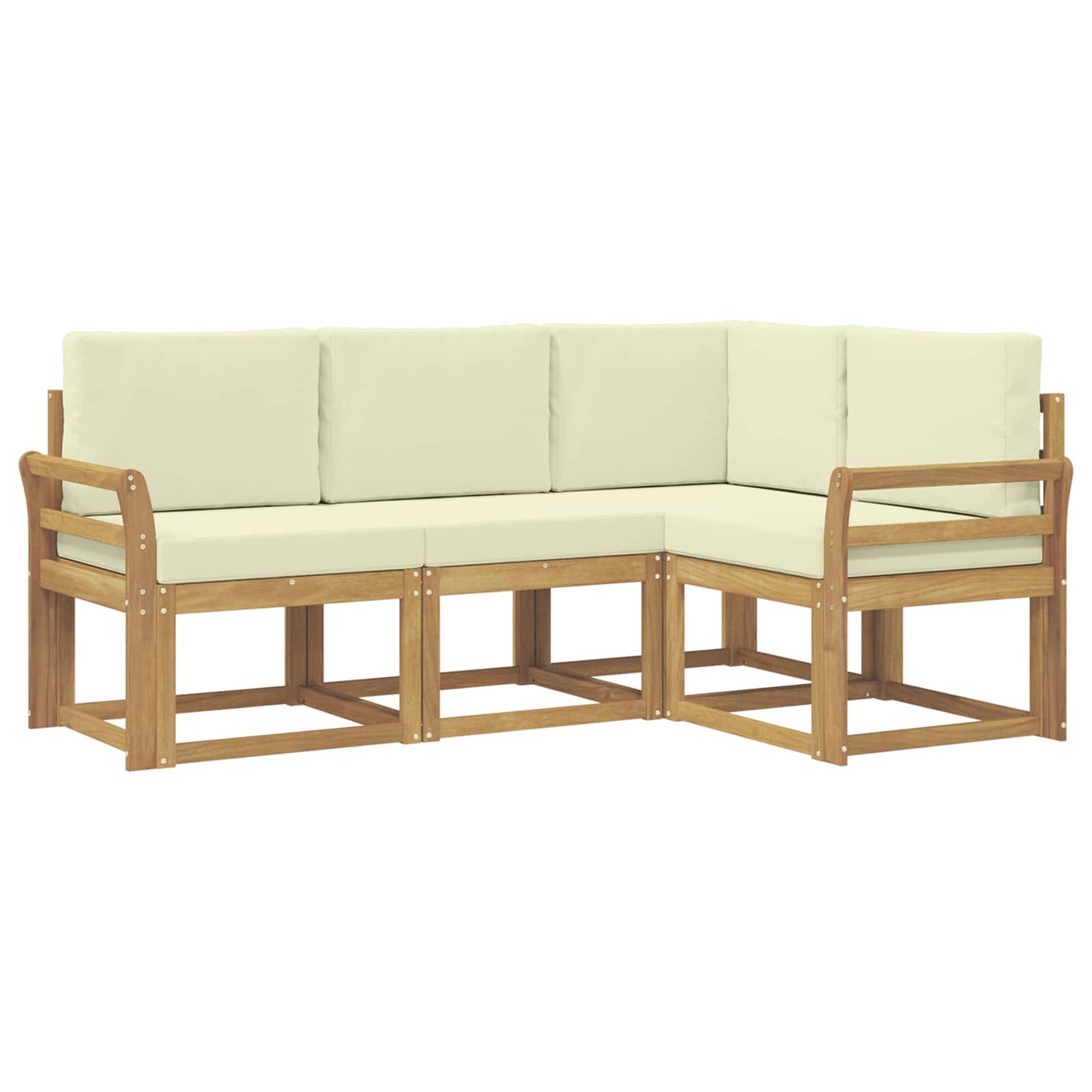 Buiten bankenset met kussen 4 pcs Wit en crèmekleurig is nu te koop bij PeponiXL, paradijselijk wonen!