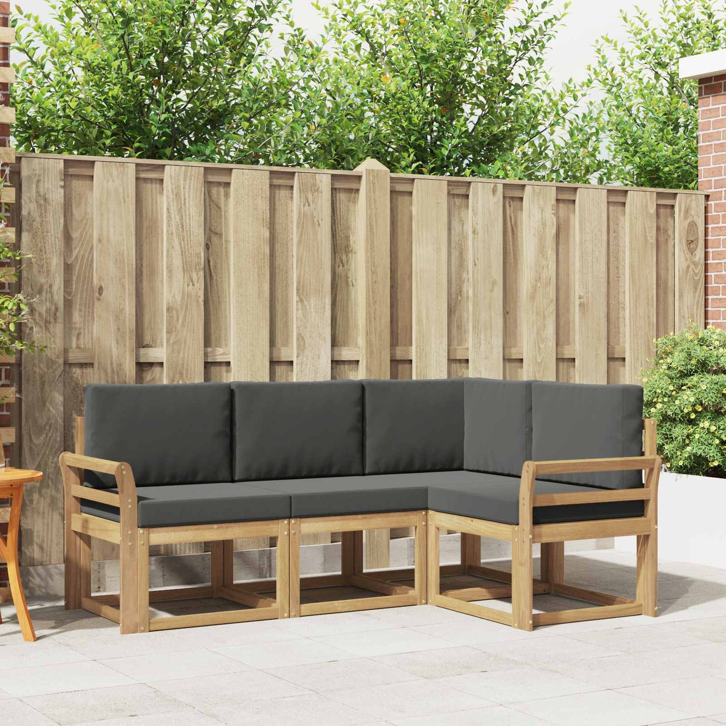 Buiten bankenset met kussen 4 pcs Wit en antracietkleurig is nu te koop bij PeponiXL, paradijselijk wonen!