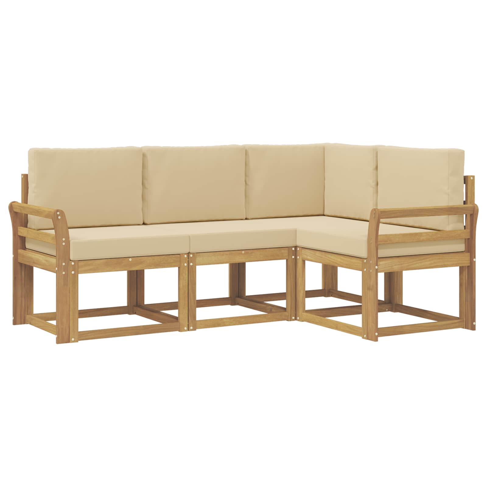 Buiten bankenset met kussen 4 pcs Wit en Beige is nu te koop bij PeponiXL, paradijselijk wonen!