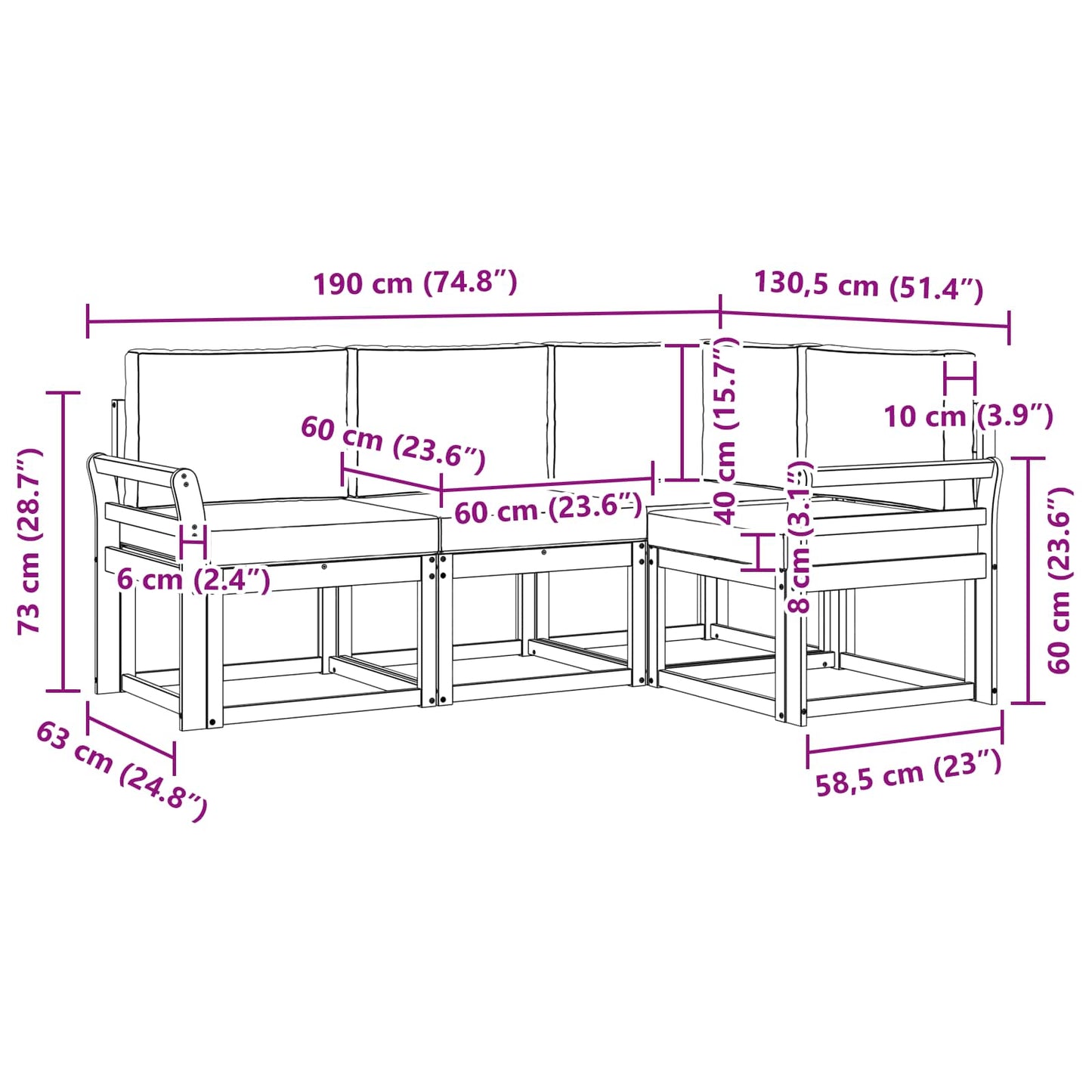 Buiten bankenset met kussen 4 pcs Wit en Beige is nu te koop bij PeponiXL, paradijselijk wonen!