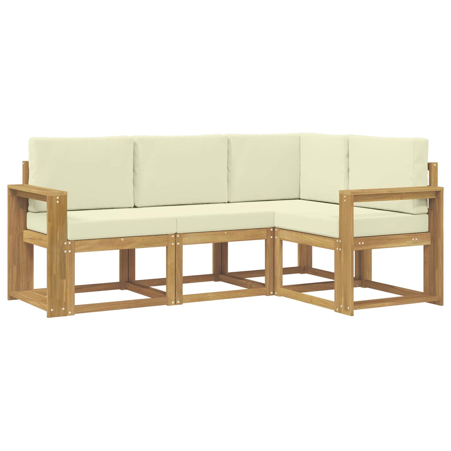 Buiten bankenset met kussen 4 pcs Wit en crèmekleurig is nu te koop bij PeponiXL, paradijselijk wonen!