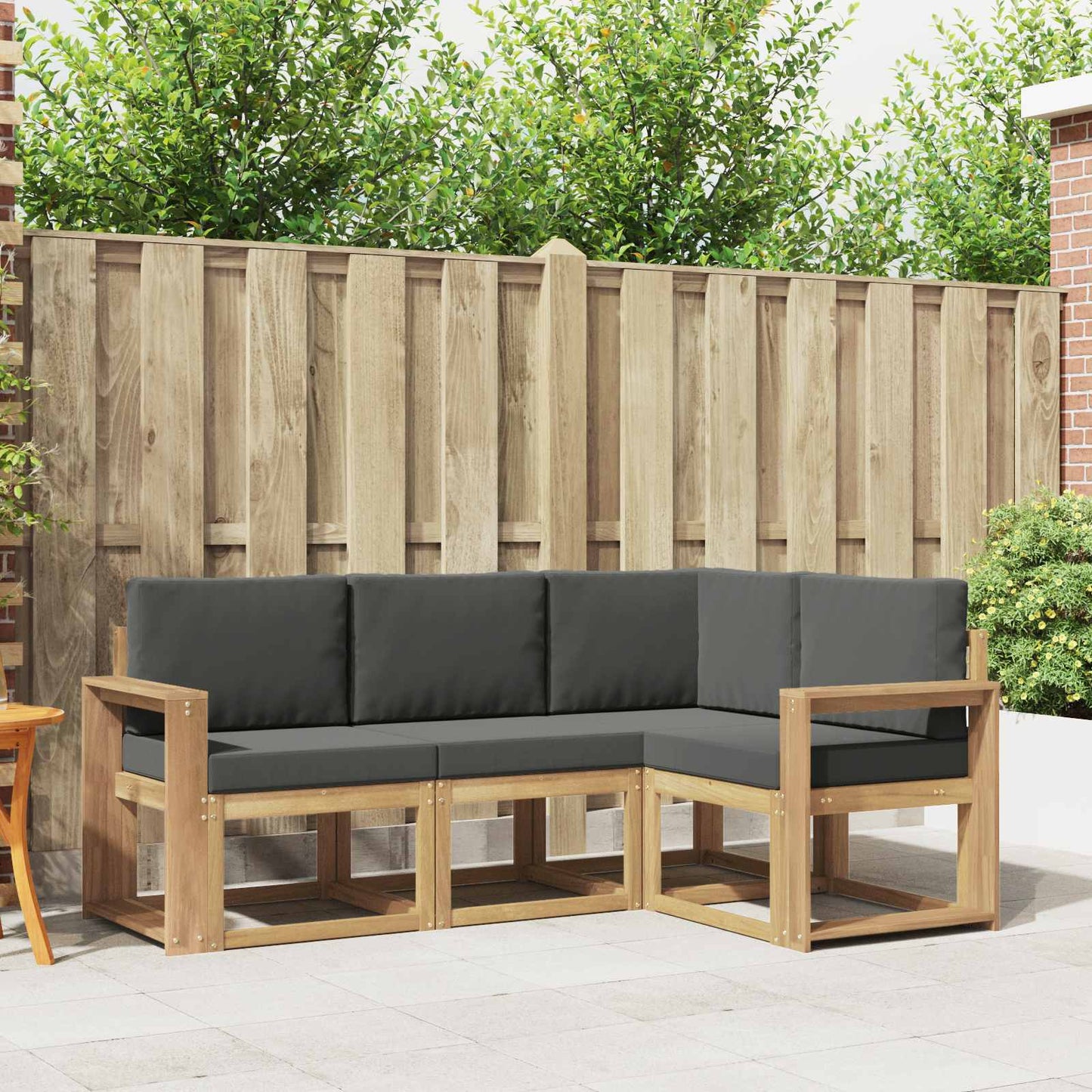 Buiten bankenset met kussen 4 pcs Wit en antracietkleurig is nu te koop bij PeponiXL, paradijselijk wonen!