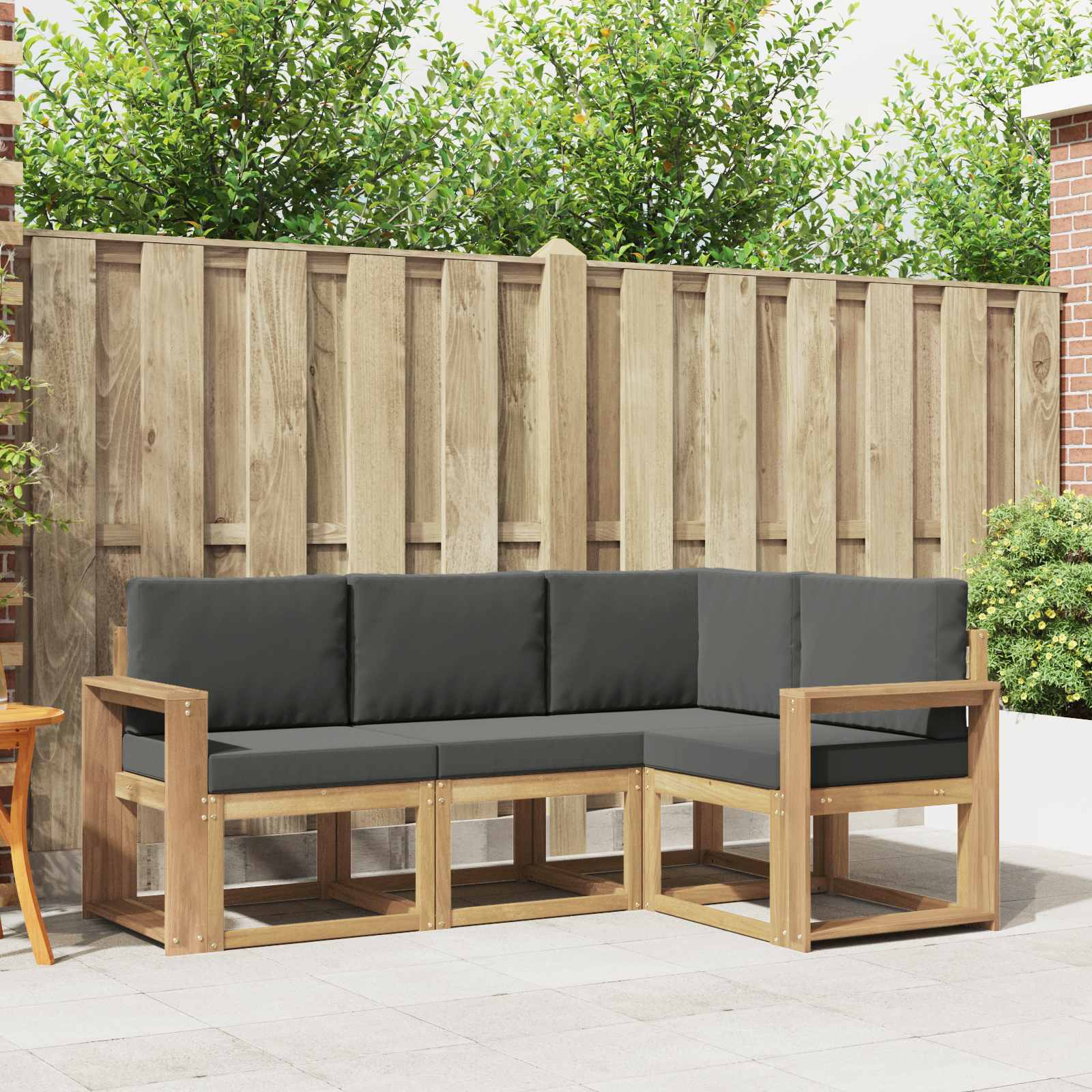 Buiten bankenset met kussen 4 pcs Wit en antracietkleurig is nu te koop bij PeponiXL, paradijselijk wonen!