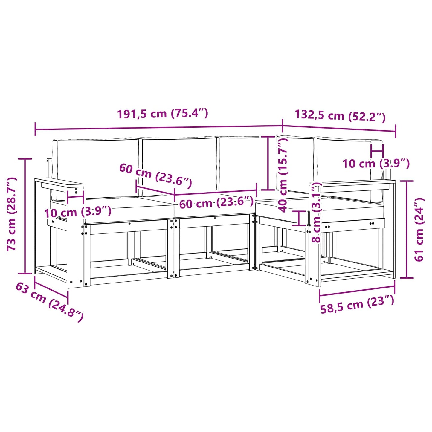 Buiten bankenset met kussen 4 pcs Wit en antracietkleurig is nu te koop bij PeponiXL, paradijselijk wonen!