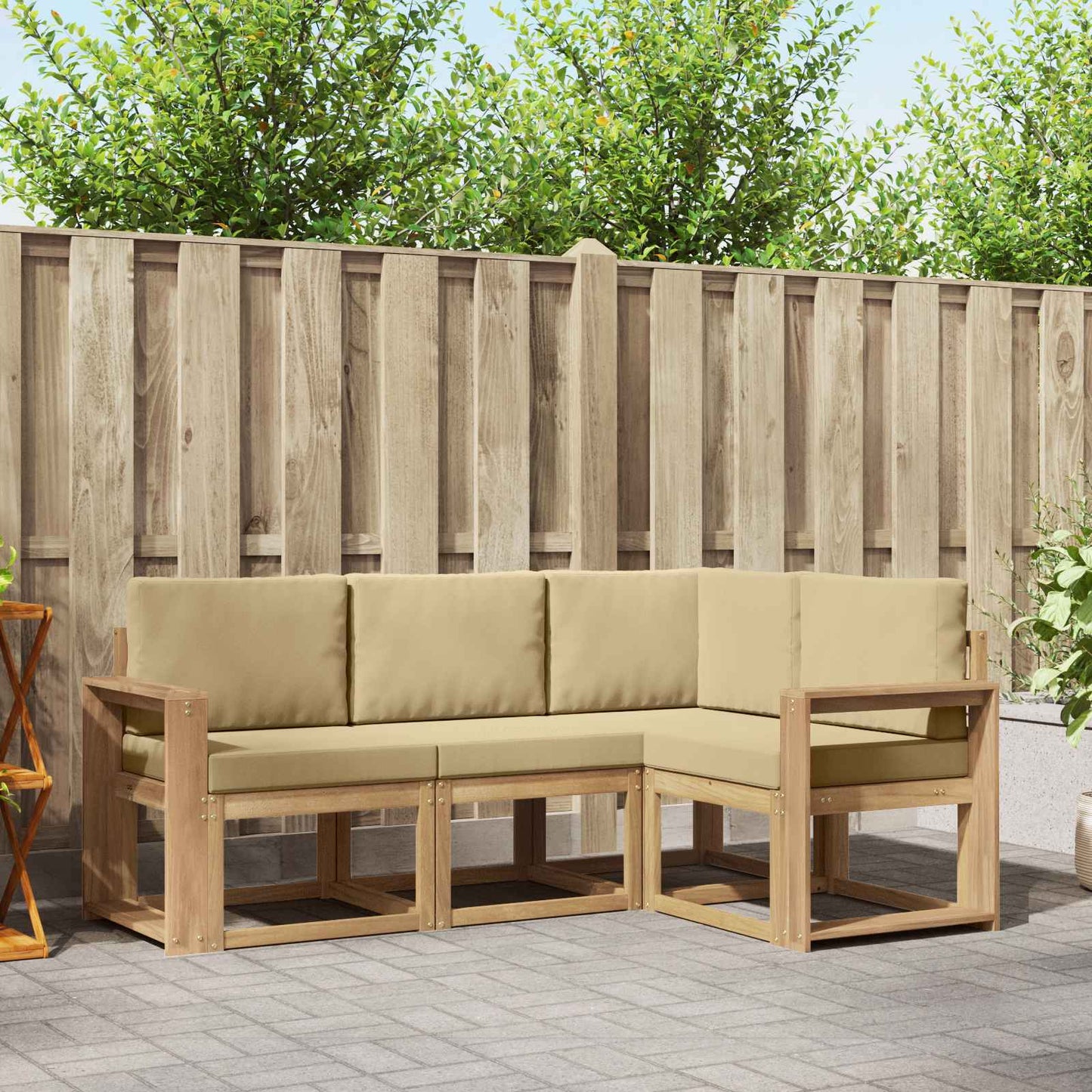 Buiten bankenset 4 pcs Wit en Beige is nu te koop bij PeponiXL, paradijselijk wonen!