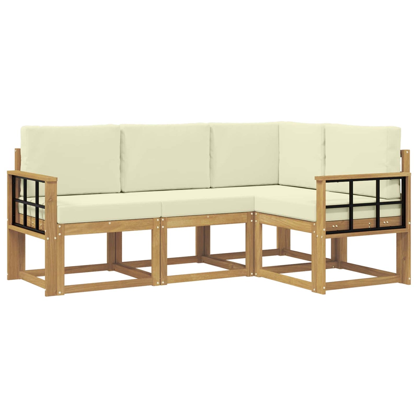 Buiten bankenset met kussen 4 pcs Wit en crèmekleurig is nu te koop bij PeponiXL, paradijselijk wonen!