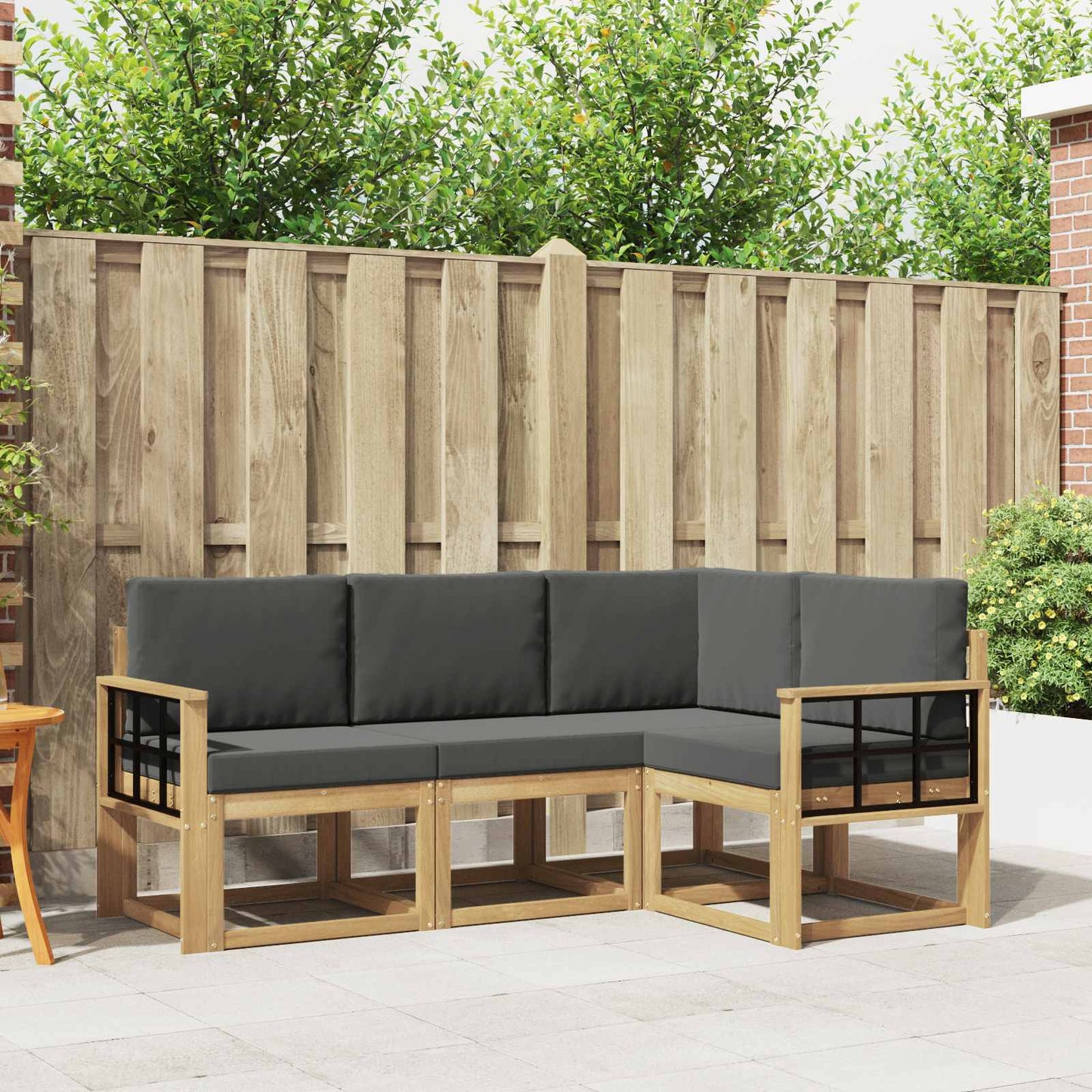 Buiten bankenset met kussen 4 pcs Wit en antracietkleurig is nu te koop bij PeponiXL, paradijselijk wonen!