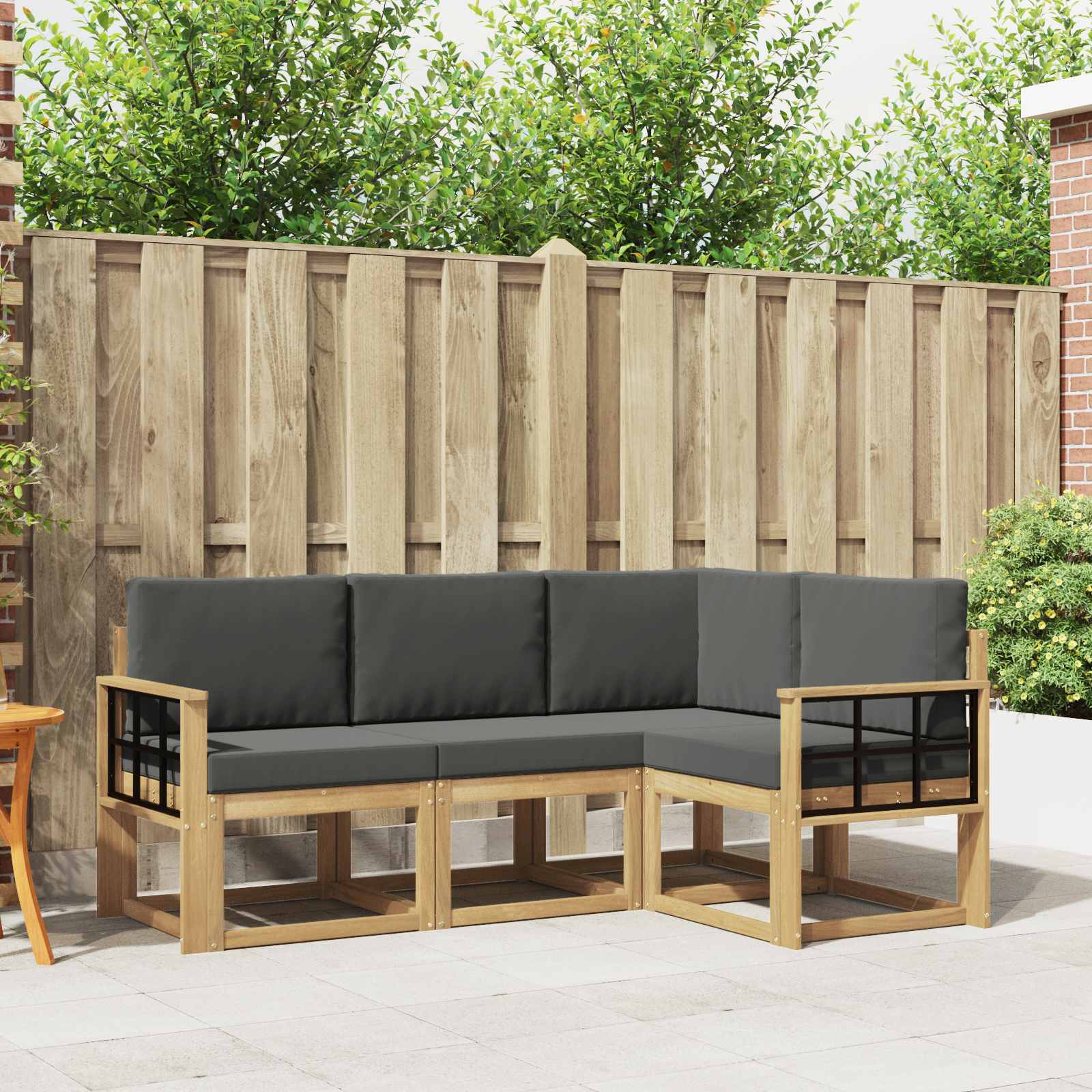 Buiten bankenset met kussen 4 pcs Wit en antracietkleurig is nu te koop bij PeponiXL, paradijselijk wonen!