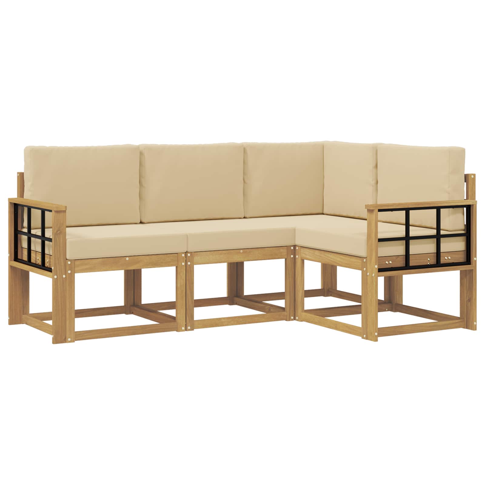 Buiten bankenset met kussen 4 pcs Wit en Beige is nu te koop bij PeponiXL, paradijselijk wonen!