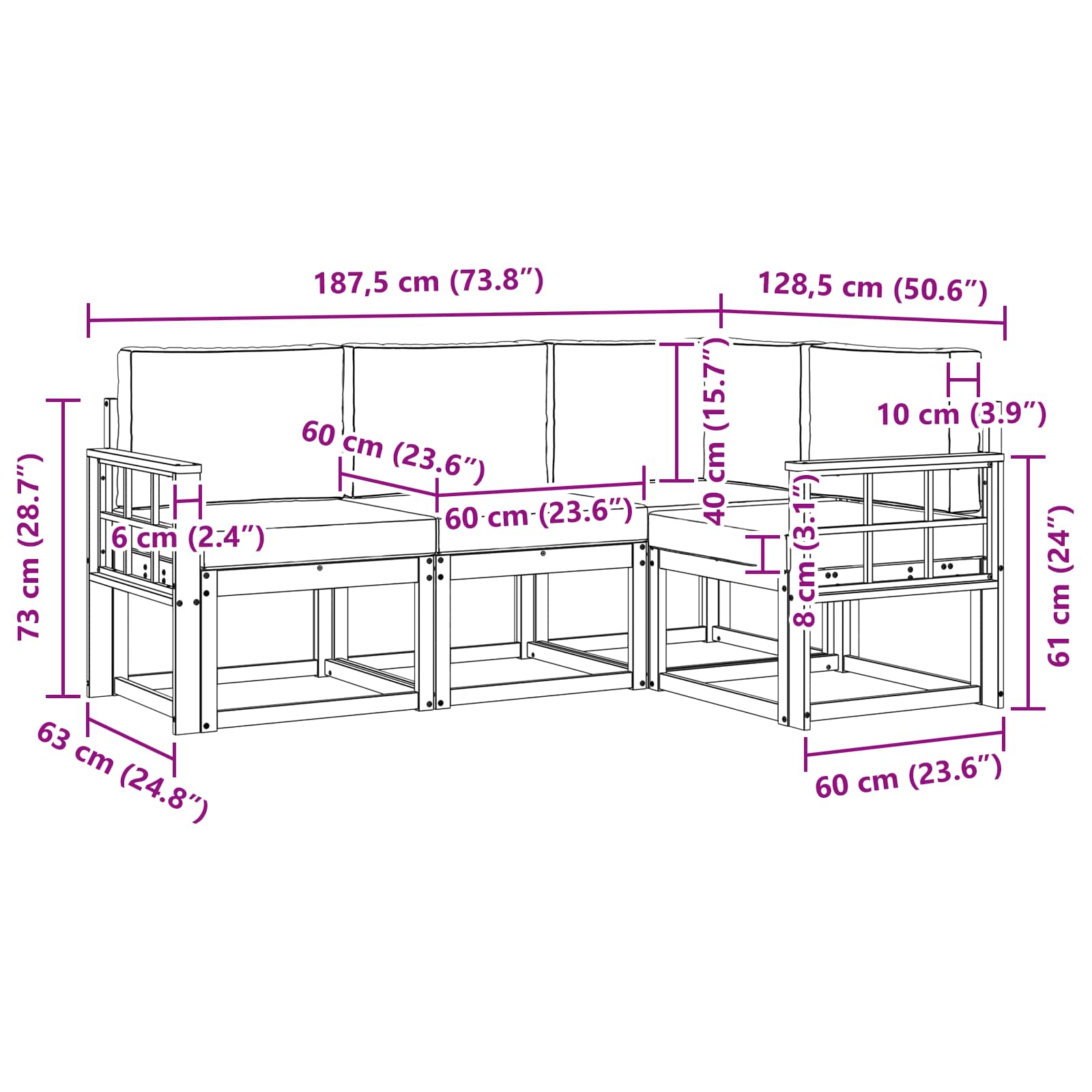Buiten bankenset met kussen 4 pcs Wit en Beige is nu te koop bij PeponiXL, paradijselijk wonen!