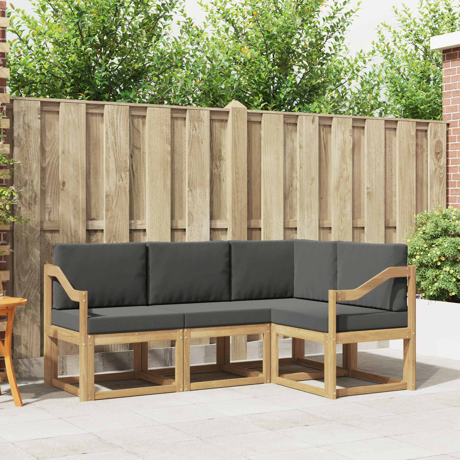Buiten bankenset met kussen 4 pcs Wit en antracietkleurig is nu te koop bij PeponiXL, paradijselijk wonen!
