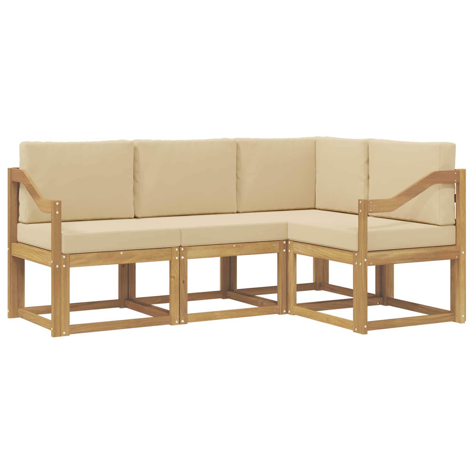 Buiten bankenset met kussen 4 pcs Wit en Beige is nu te koop bij PeponiXL, paradijselijk wonen!