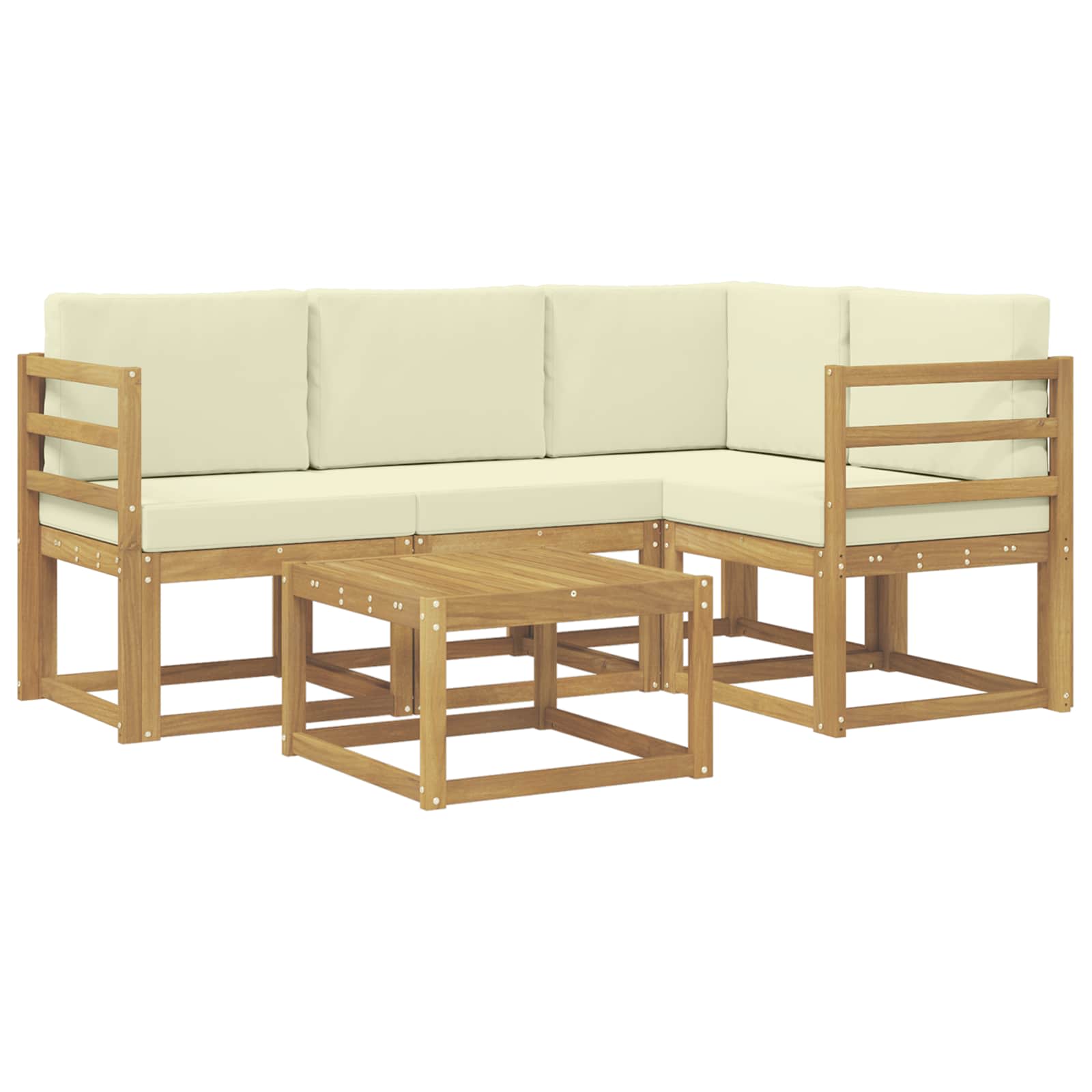 Buiten bankenset met kussen 5 pcs Wit en crèmekleurig is nu te koop bij PeponiXL, paradijselijk wonen!