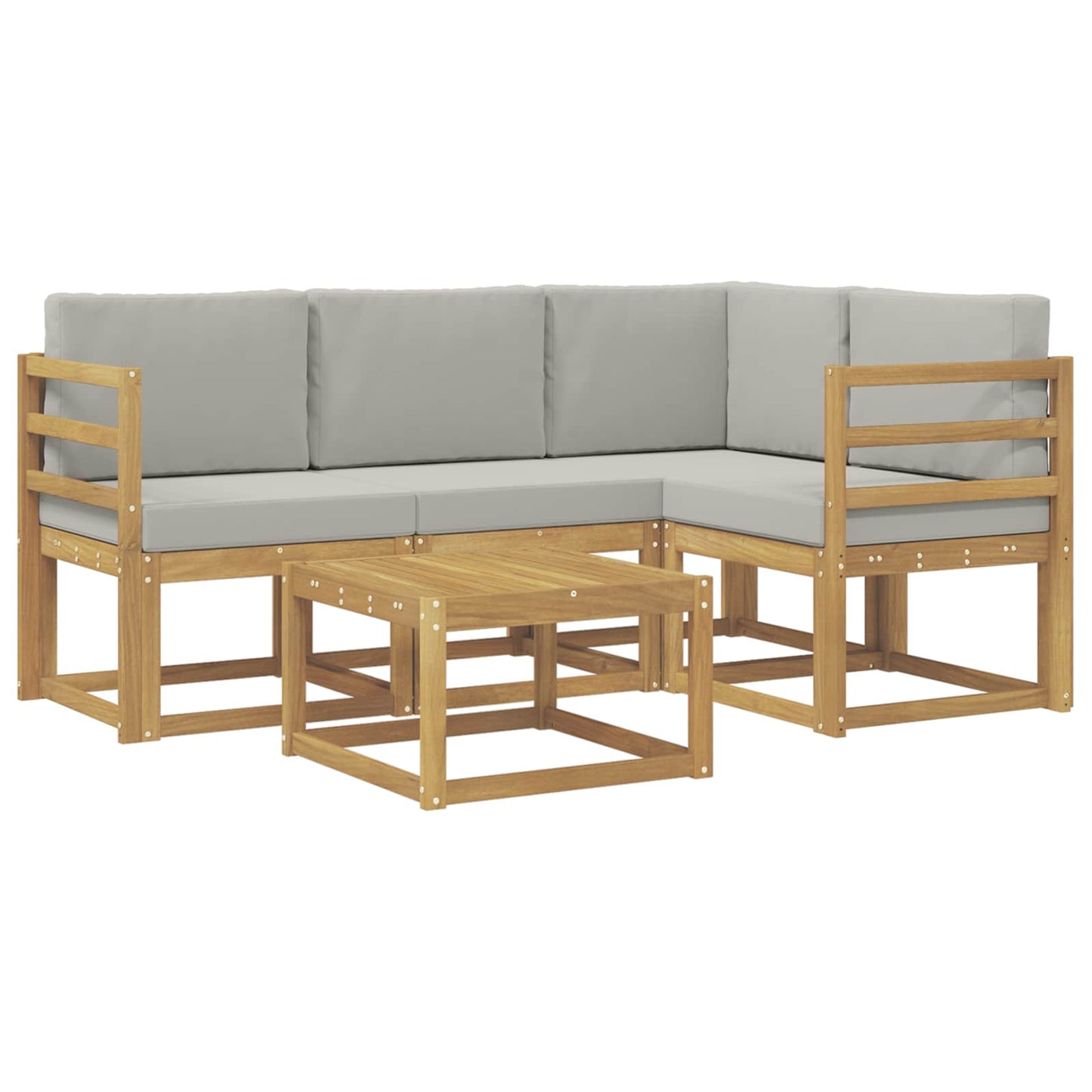 Buiten bankenset 5 pcs Wit en Lichtgrijs 59 x 59 x 37 cm