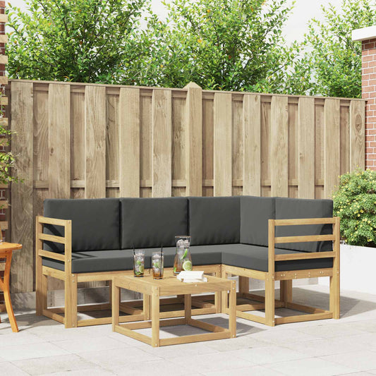 Buiten bankenset met kussen 5 pcs Wit en antracietkleurig is nu te koop bij PeponiXL, paradijselijk wonen!