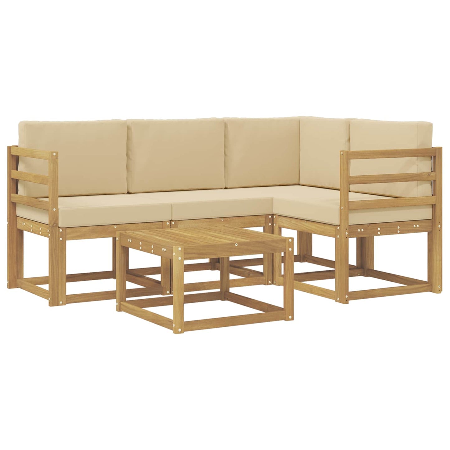 Buiten bankenset met kussen 5 pcs Wit en Beige is nu te koop bij PeponiXL, paradijselijk wonen!