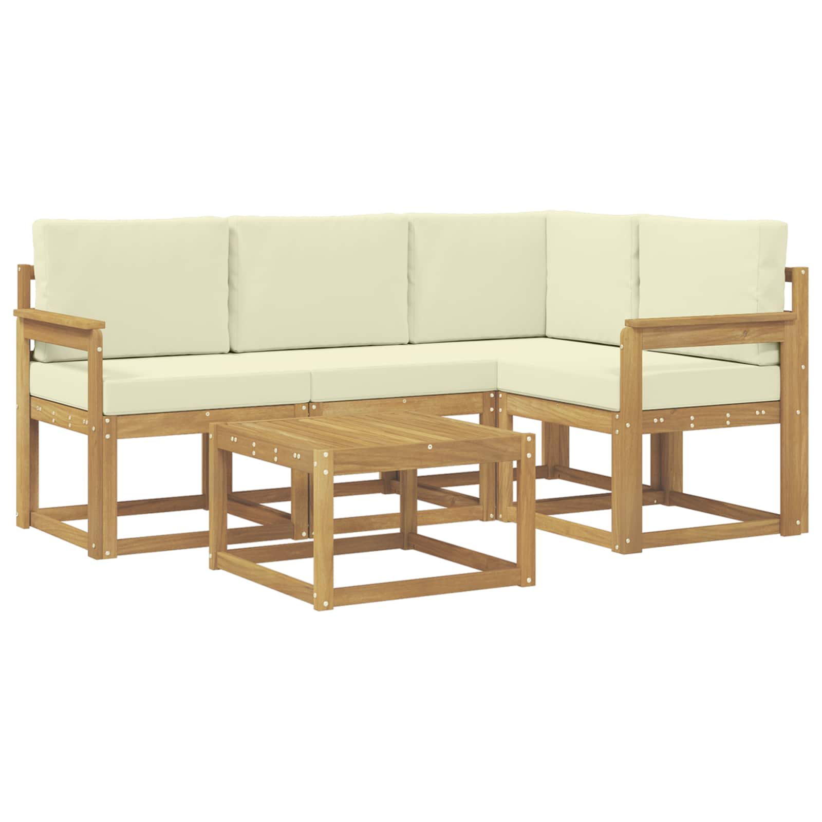 Buiten bankenset met kussen 5 pcs Wit en crèmekleurig is nu te koop bij PeponiXL, paradijselijk wonen!