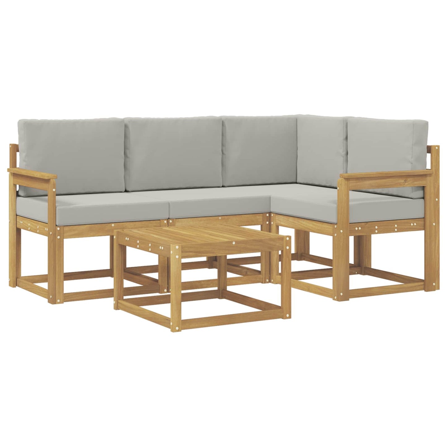 Buiten bankenset 5 pcs Wit en Lichtgrijs 59 x 59 x 37 cm